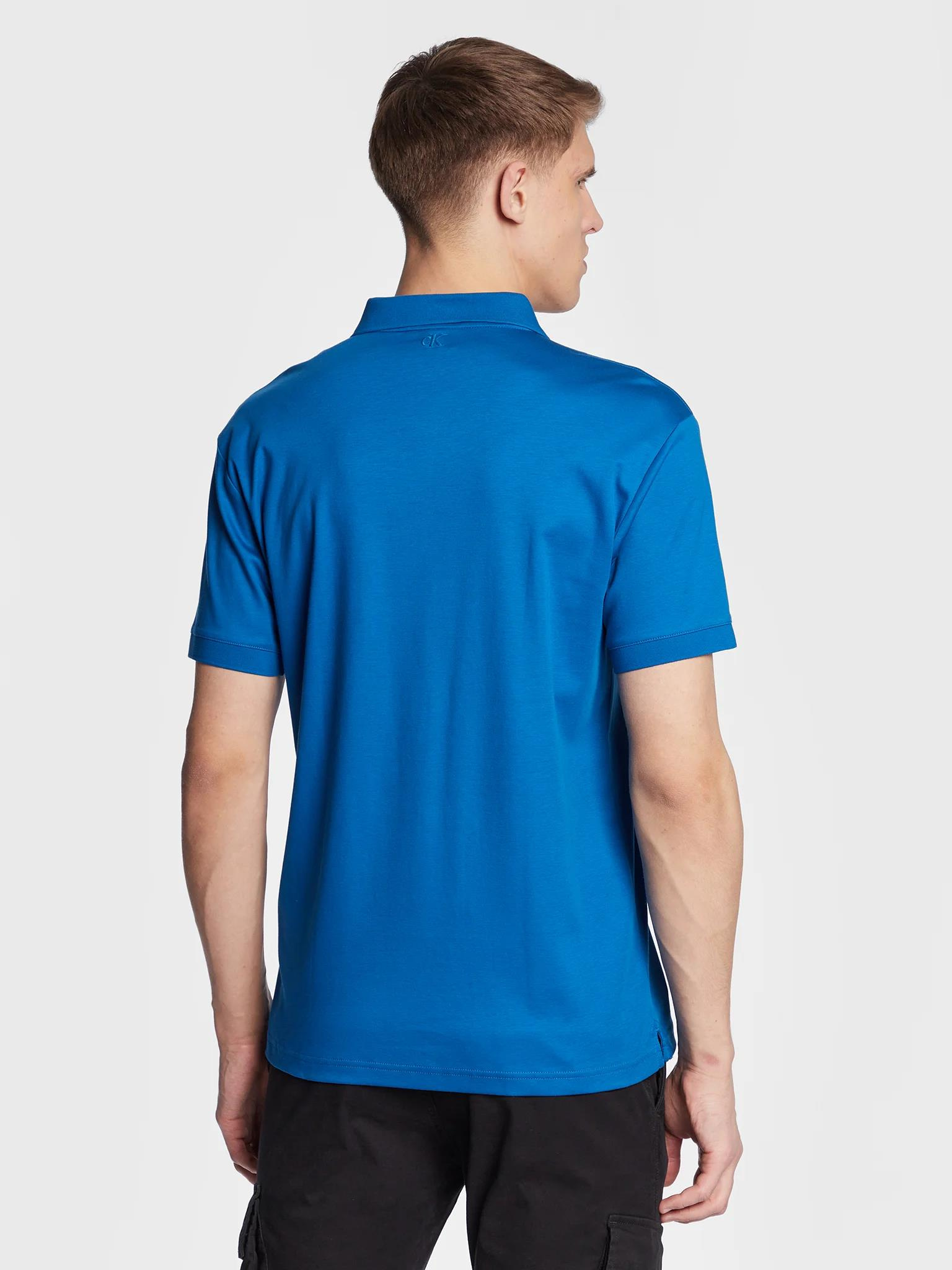 Calvin Klein Calvin Kleın Erkek Marka Logolu Polo Yakalı Organik Pamuklu Mavi Polo Yaka T-Shirt J30J322853-C3B