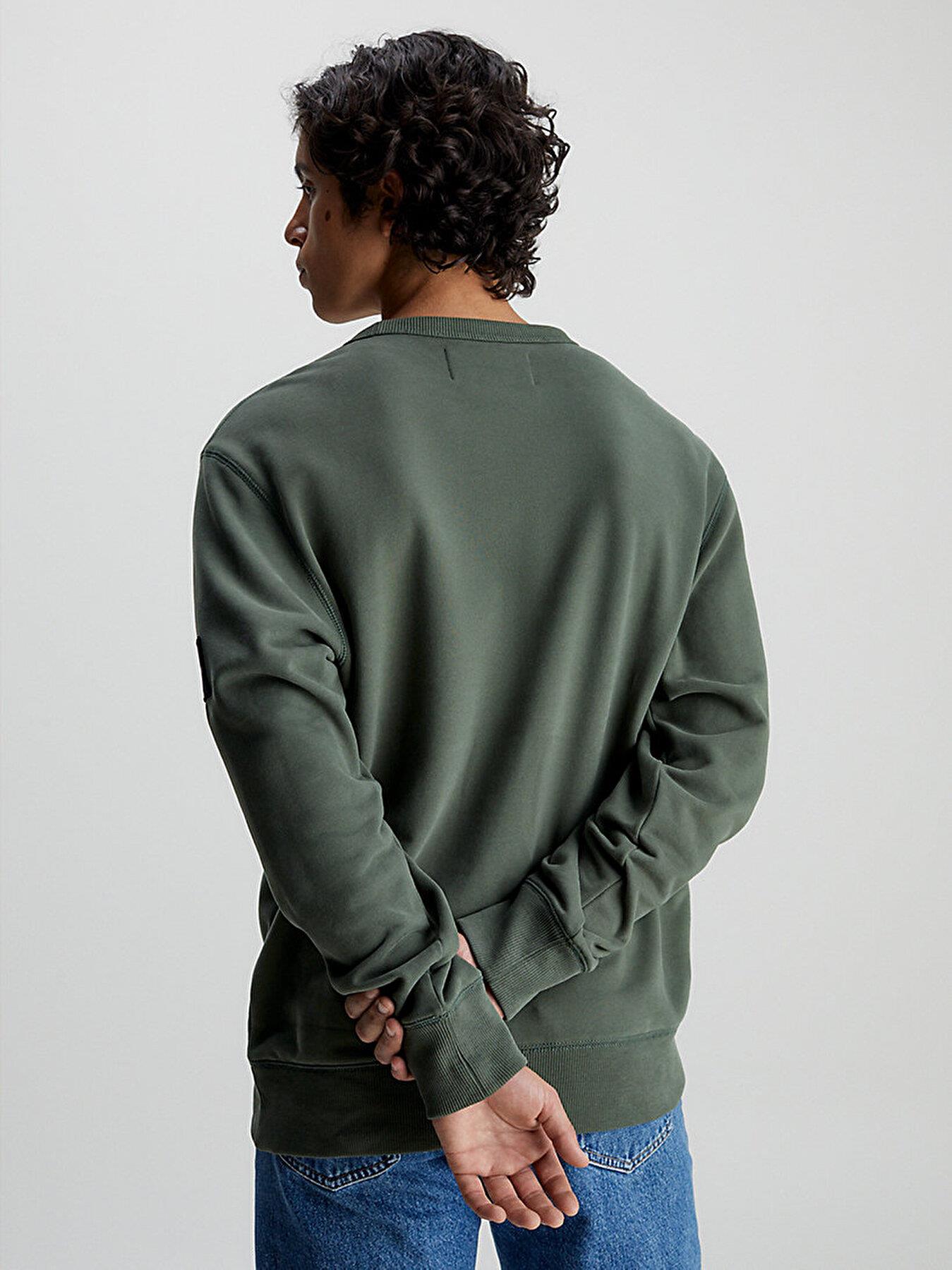 Calvin Klein Calvin Kleın Erkek Marka Logo Detaylı Regular Fit Uzun Kollu Yeşil Sweatshirt J30J323426-LLP