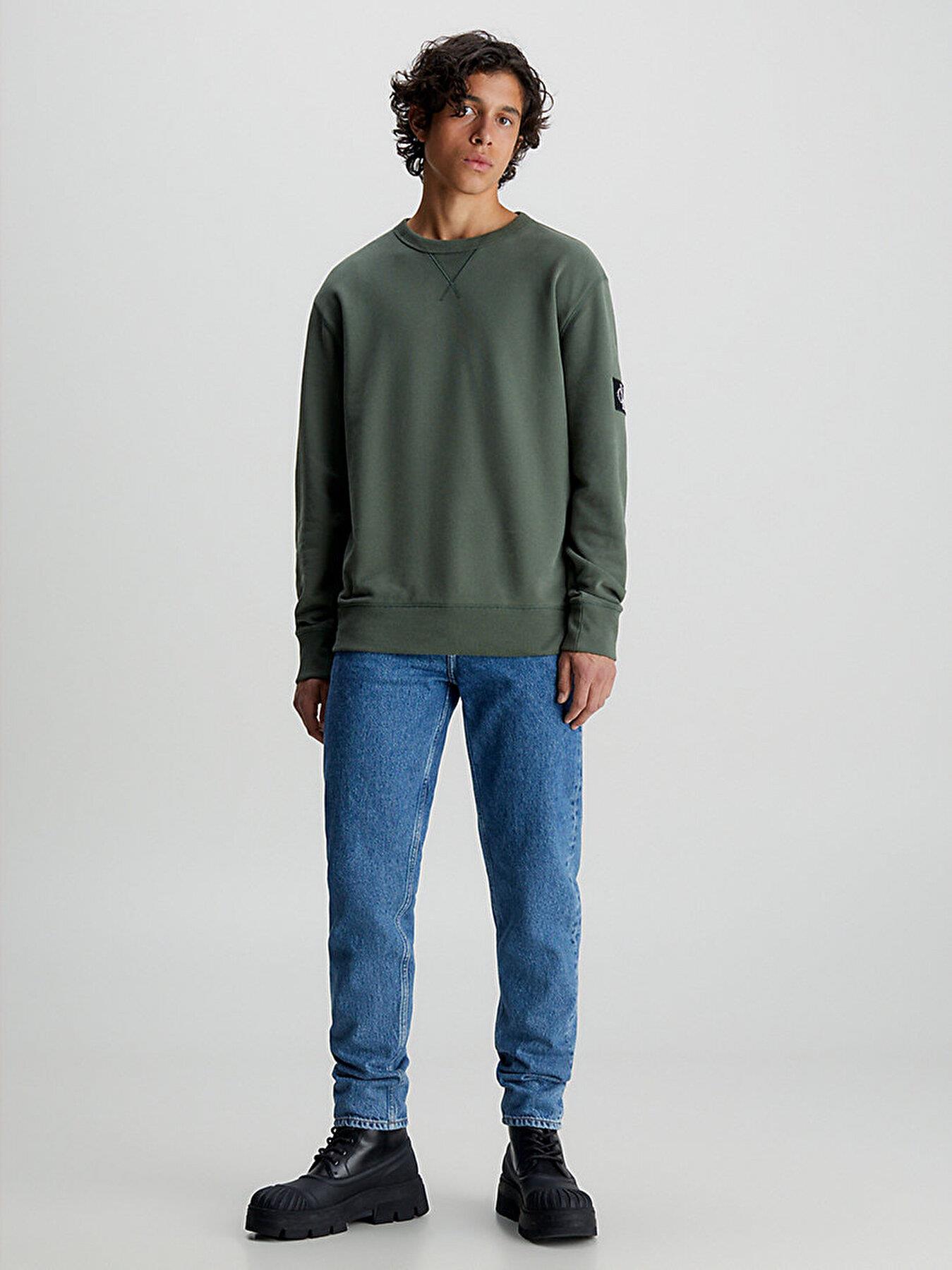 Calvin Klein Calvin Kleın Erkek Marka Logo Detaylı Regular Fit Uzun Kollu Yeşil Sweatshirt J30J323426-LLP