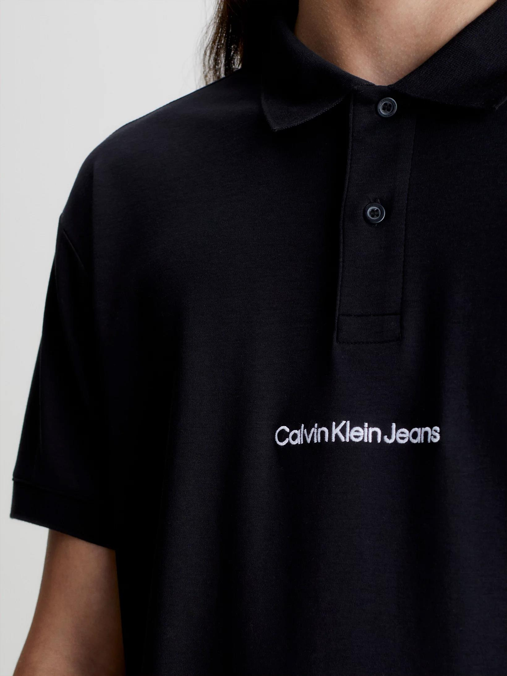 Calvin Klein Calvin Kleın Erkek Marka Logolu Polo Yakalı Organik Pamuklu Siyah Polo Yaka T-Shirt J30J322853-BEH