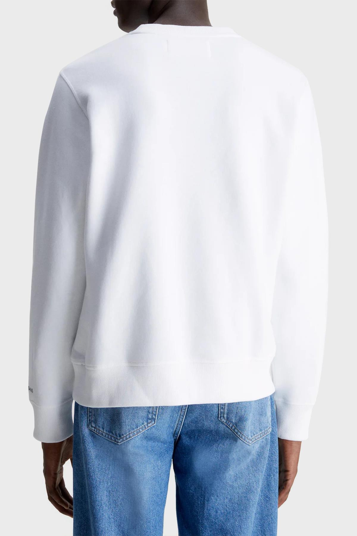Calvin Klein Calvin Kleın Erkek Marka Logo Detaylı Bisiklet Yaka Regular Fit Beyaz1 Sweatshirt J30J314536-YAF