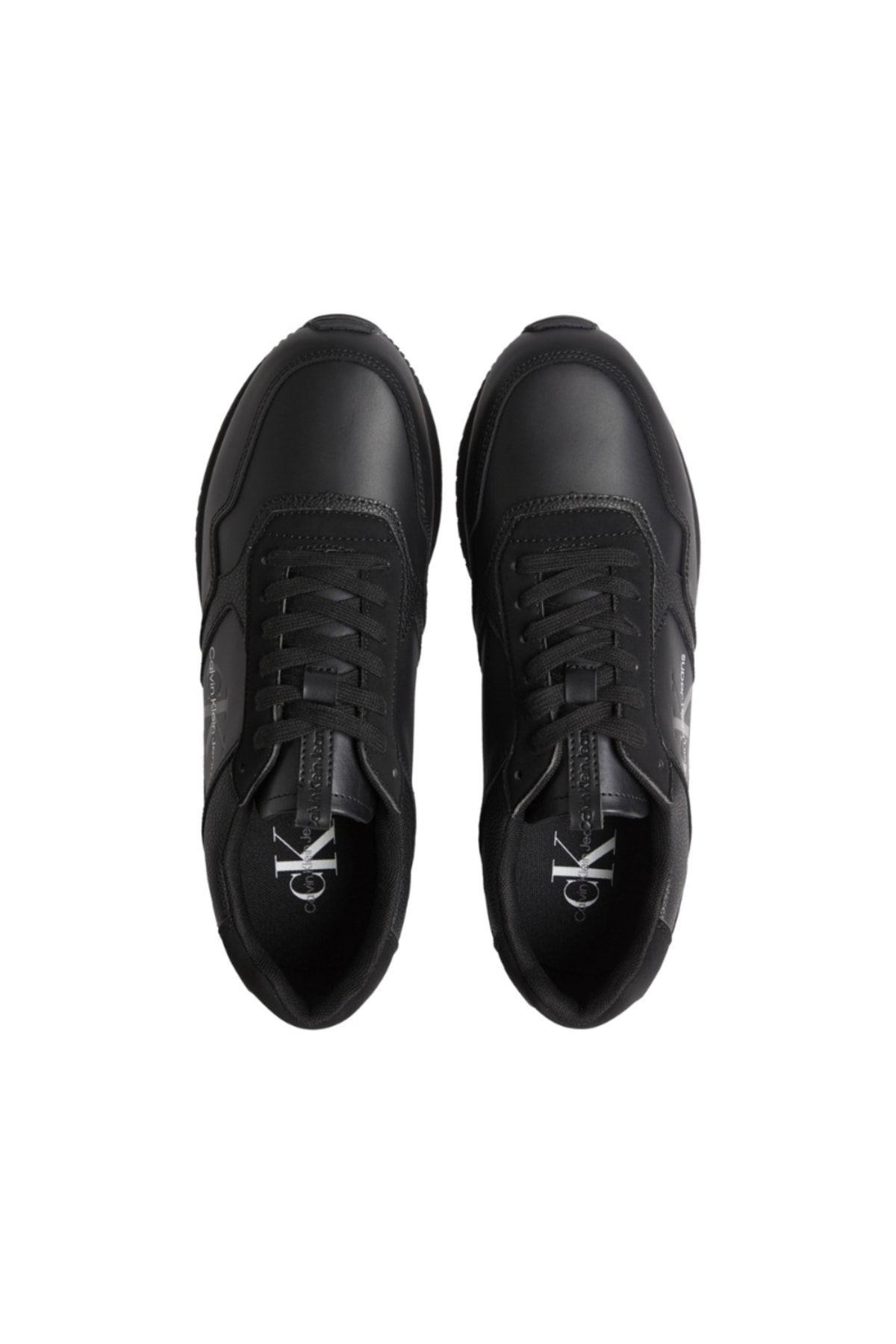Calvin Klein Calvin Kleın Erkek Marka Logolu Deri Günlük Kullanım Siyah Sneaker YM0YM00581-BDS