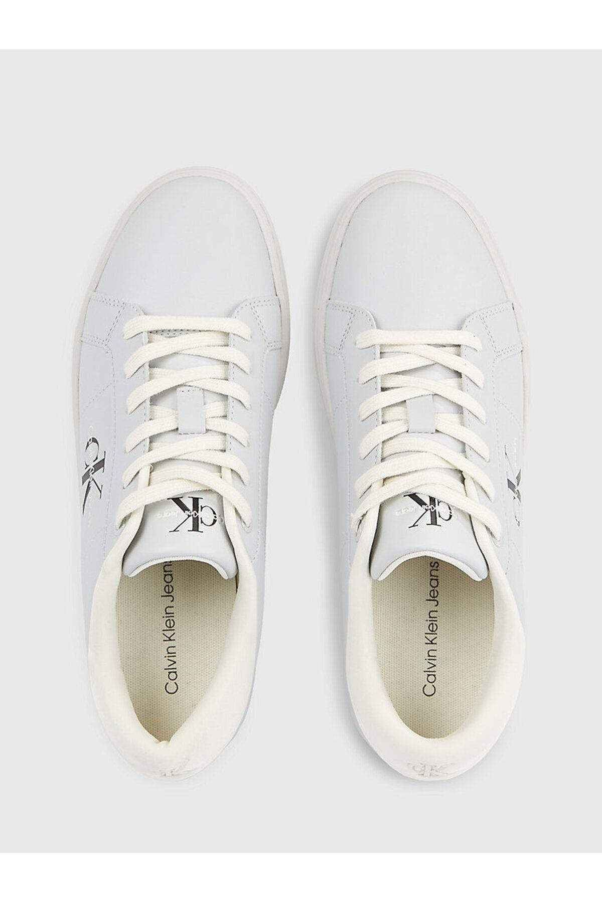 Calvin Klein Calvin Kleın Erkek Marka Logolu Bağcıklı Kaydırmaz Tabanlı Günlük Gri Sneaker YM0YM00864-PSX