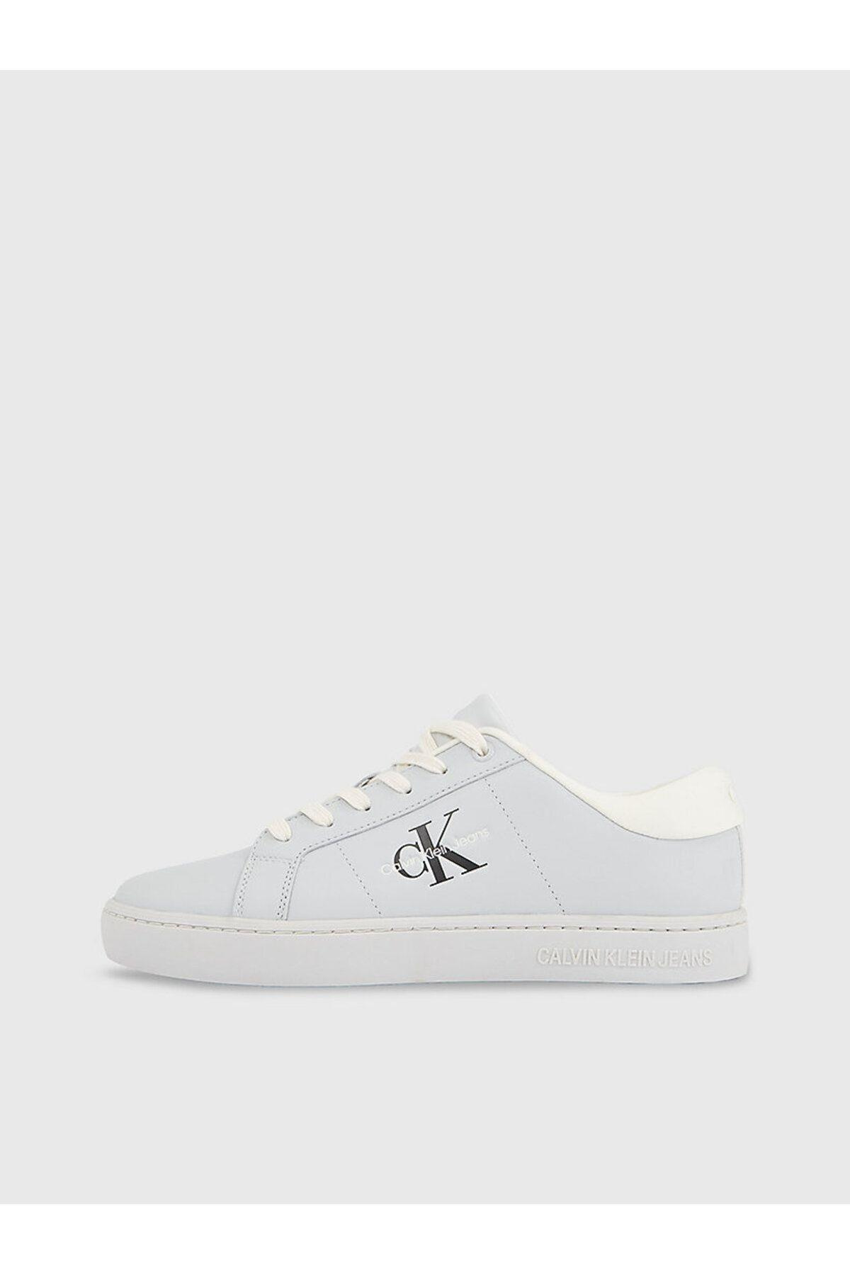 Calvin Klein Calvin Kleın Erkek Marka Logolu Bağcıklı Kaydırmaz Tabanlı Günlük Gri Sneaker YM0YM00864-PSX