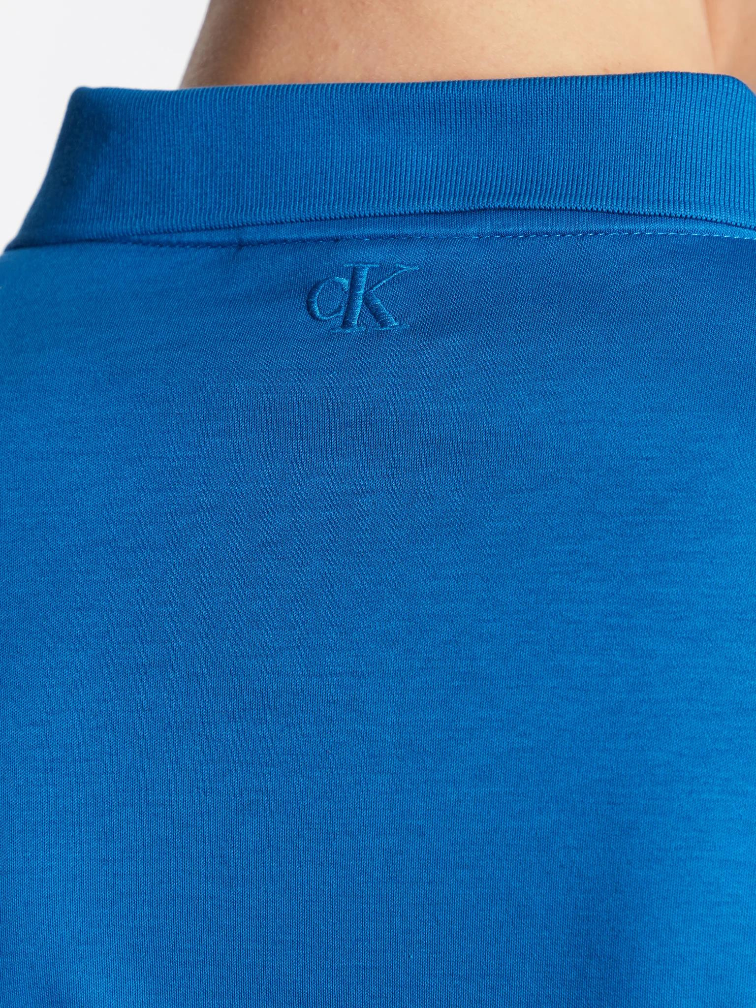 Calvin Klein Calvin Kleın Erkek Marka Logolu Polo Yakalı Organik Pamuklu Mavi Polo Yaka T-Shirt J30J322853-C3B