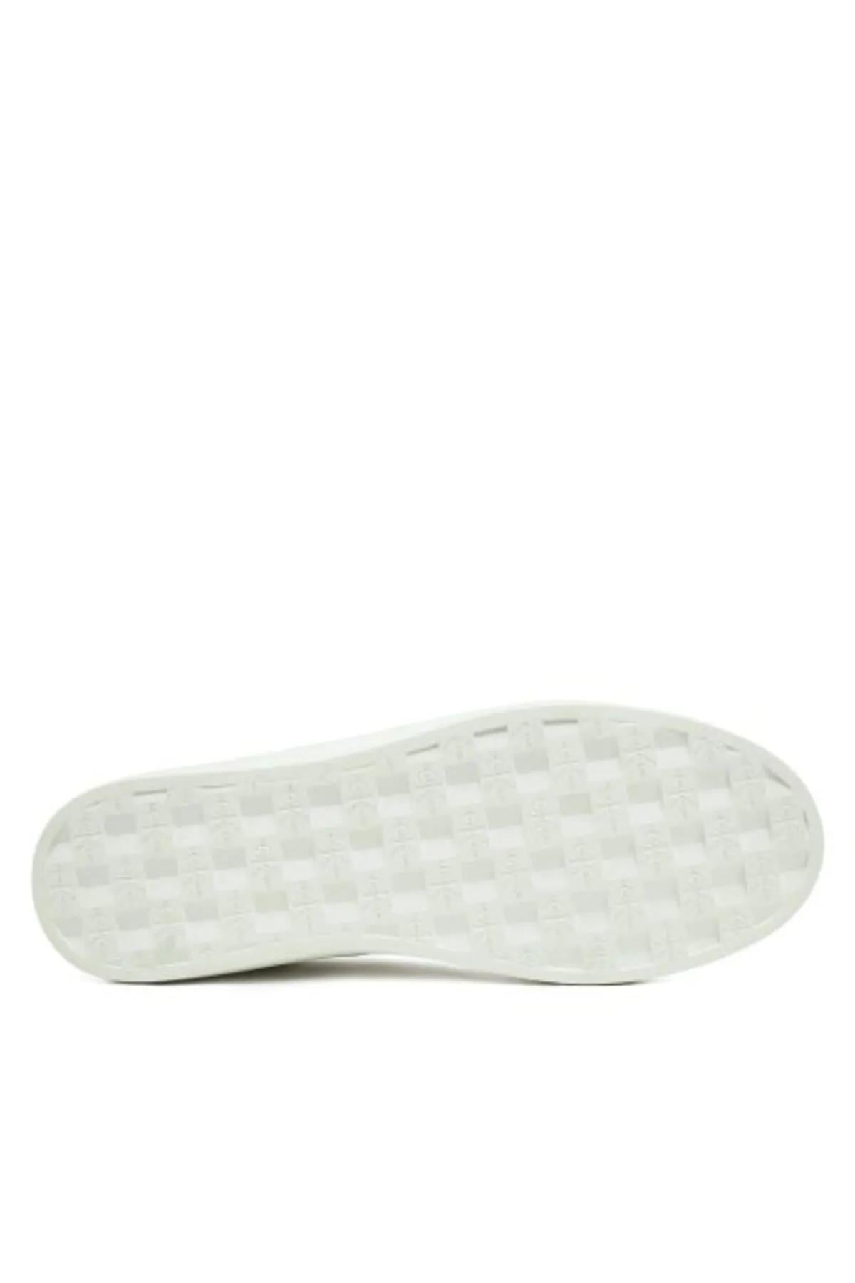 Calvin Klein Calvin Klein Erkek Marka Logolu Bağcıklı Kaydırmaz Tabanlı Günlük Beyaz Sneaker YM0YM00864-YAF