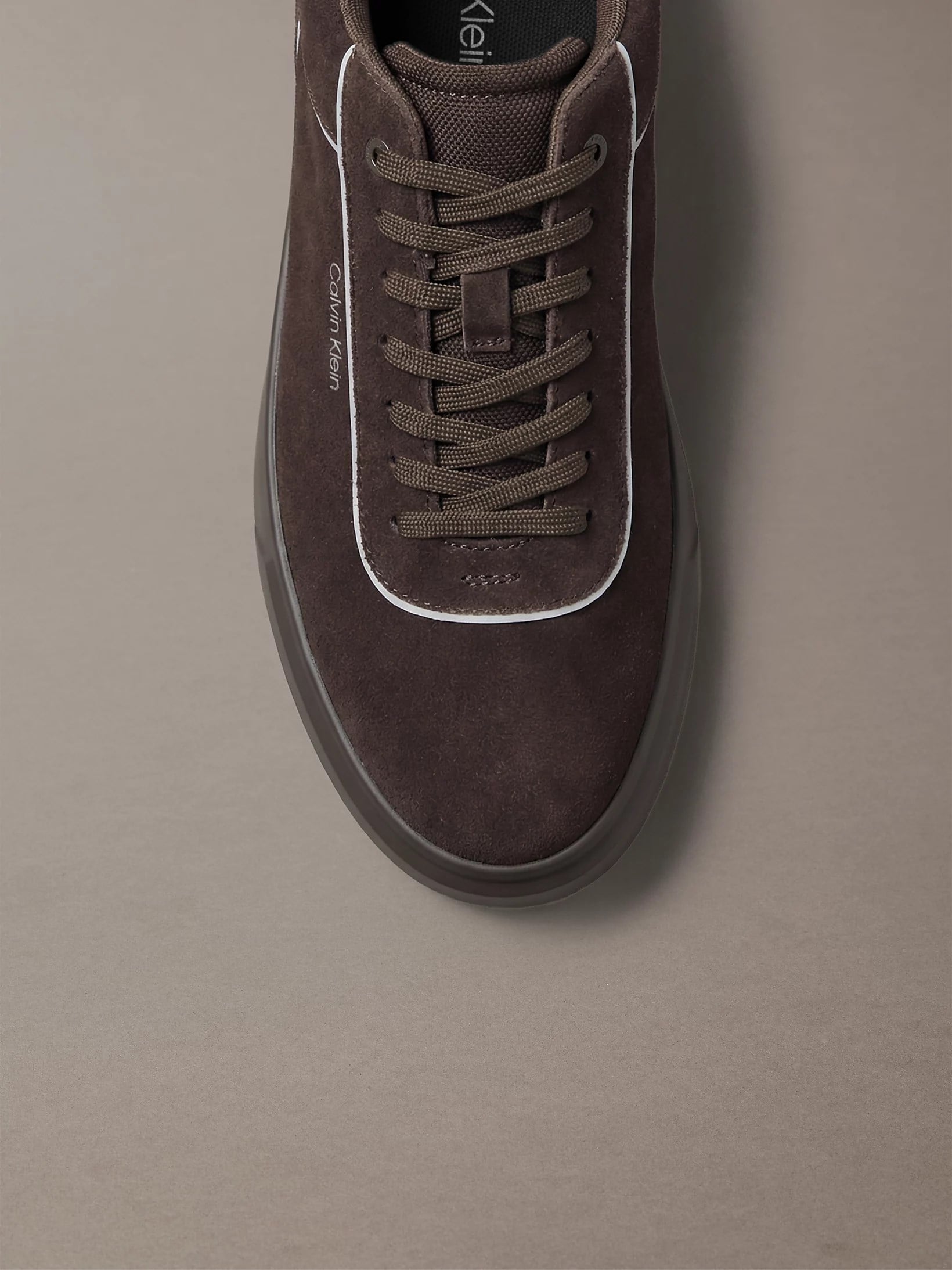 Calvin Klein Calvin Klein Erkek Monogram Logo Desenli Yuvarlak Burunlu Rahat Taban Koyu Kahve Sneaker HM0HM02203-BAM