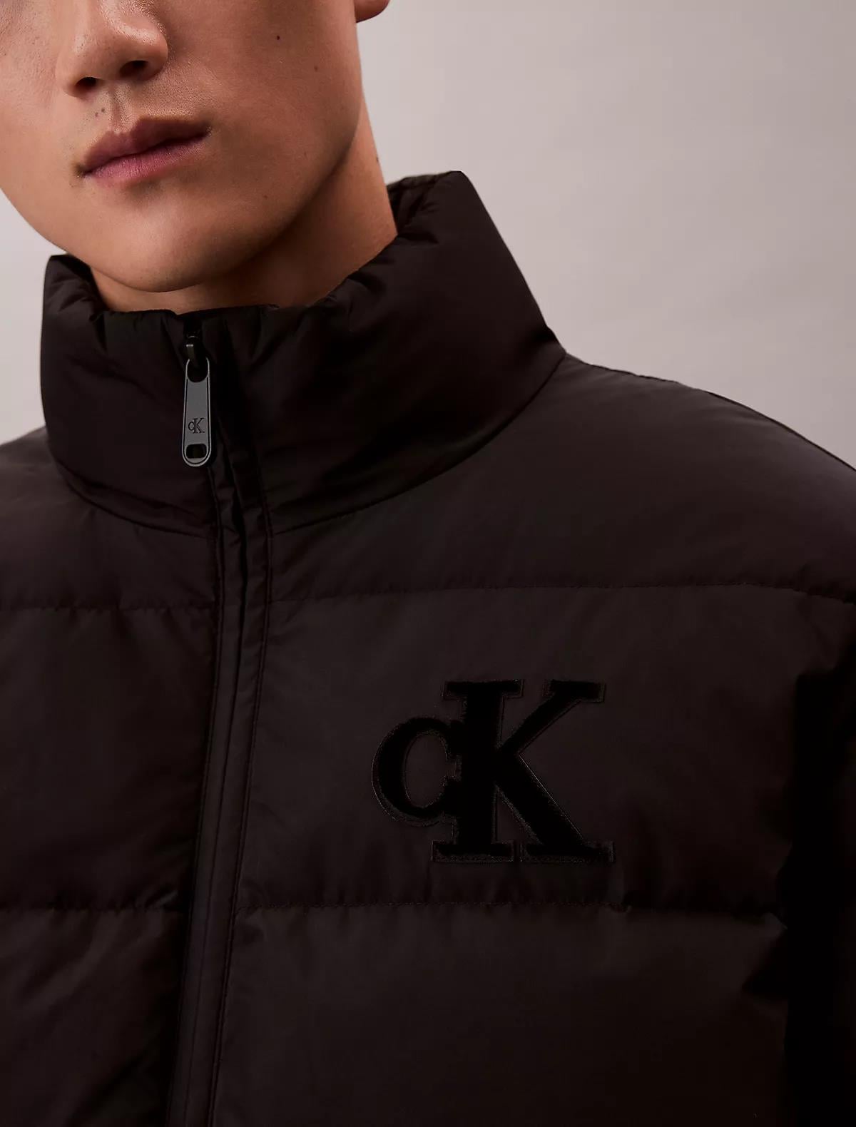 Calvin Klein Calvin Klein Erkek Normal Kalıp Kapitone Desenli Dik Yakalı CK Logolu Siyah Ceket LV14RE503G-UB1