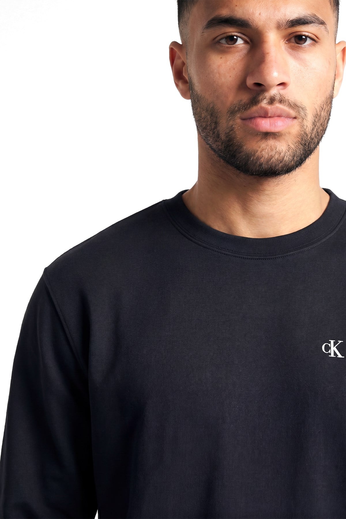 Calvin Klein Calvin Klein Erkek Normal Kalıp Pamuklu CK Logo İmzalı Uzun Kollu Siyah Sweatshirt LV04RG257G-UB1