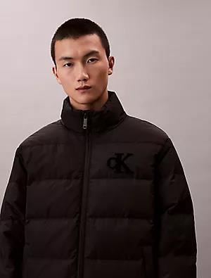 Calvin Klein Calvin Klein Erkek Normal Kalıp Kapitone Desenli Dik Yakalı CK Logolu Siyah Ceket LV14RE503G-UB1