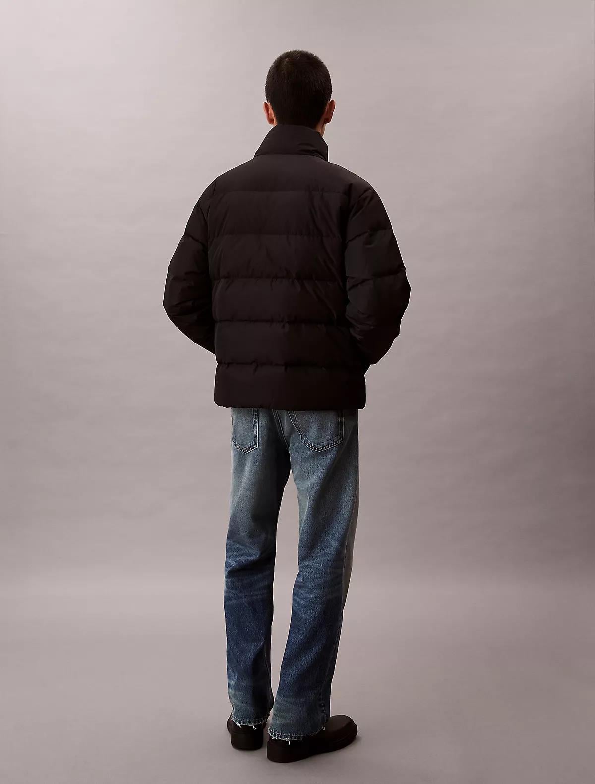 Calvin Klein Calvin Klein Erkek Normal Kalıp Kapitone Desenli Dik Yakalı CK Logolu Siyah Ceket LV14RE503G-UB1