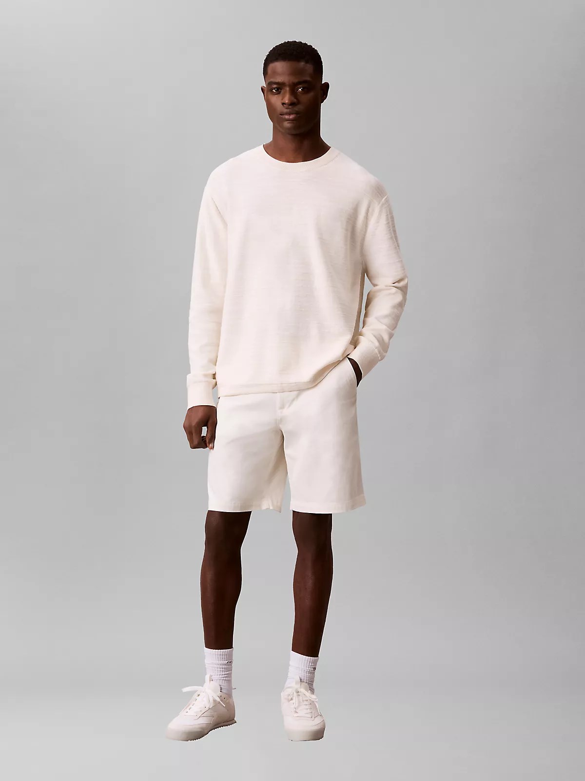 Calvin Klein Calvin Klein Erkek Normal Kesim Pamuklu Chino Beyaz Şort LV04LB600G-YAS