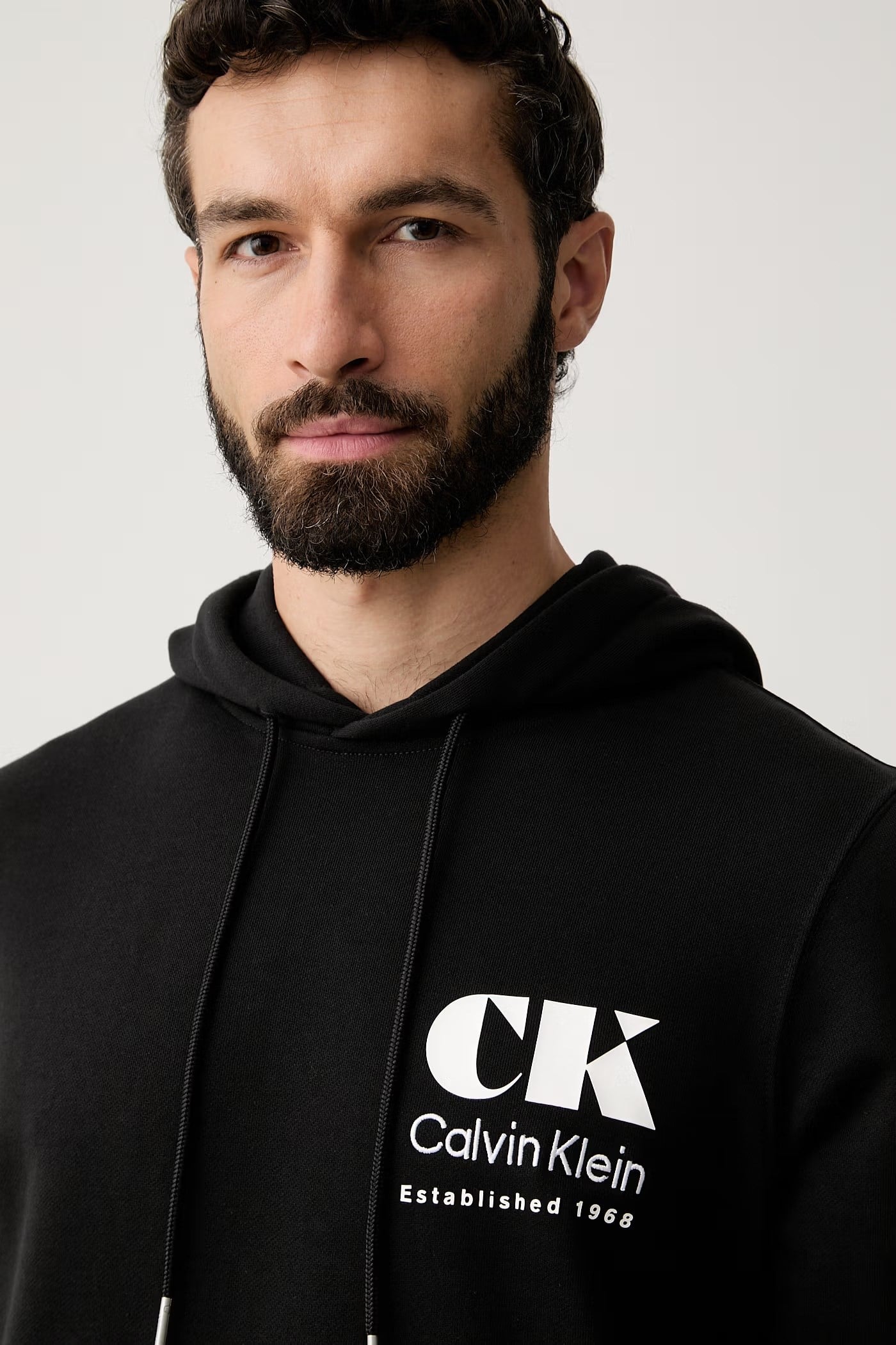 Calvin Klein Calvin Klein Erkek Normal Kalıp Önü ve Arkası Logo Baskılı Kapüşonlu Siyah Sweatshirt LV04RG273G-UB1