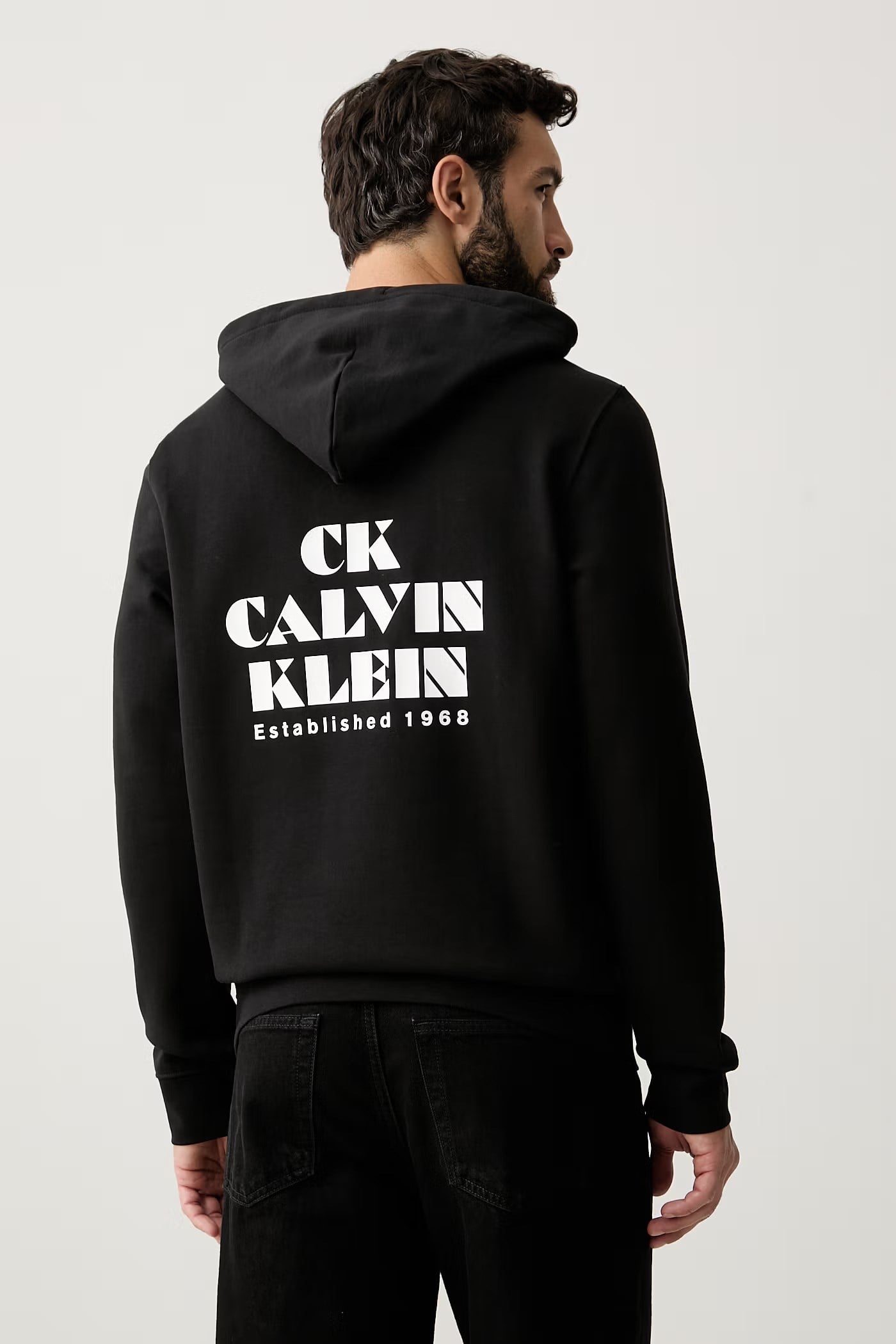Calvin Klein Calvin Klein Erkek Normal Kalıp Önü ve Arkası Logo Baskılı Kapüşonlu Siyah Sweatshirt LV04RG273G-UB1