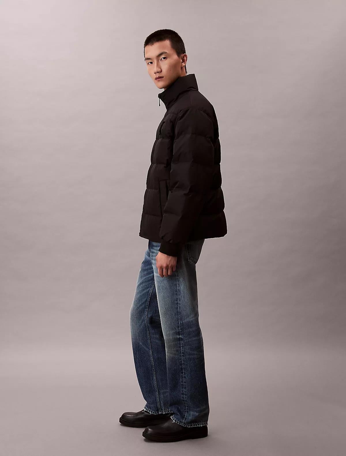 Calvin Klein Calvin Klein Erkek Normal Kalıp Kapitone Desenli Dik Yakalı CK Logolu Siyah Ceket LV14RE503G-UB1