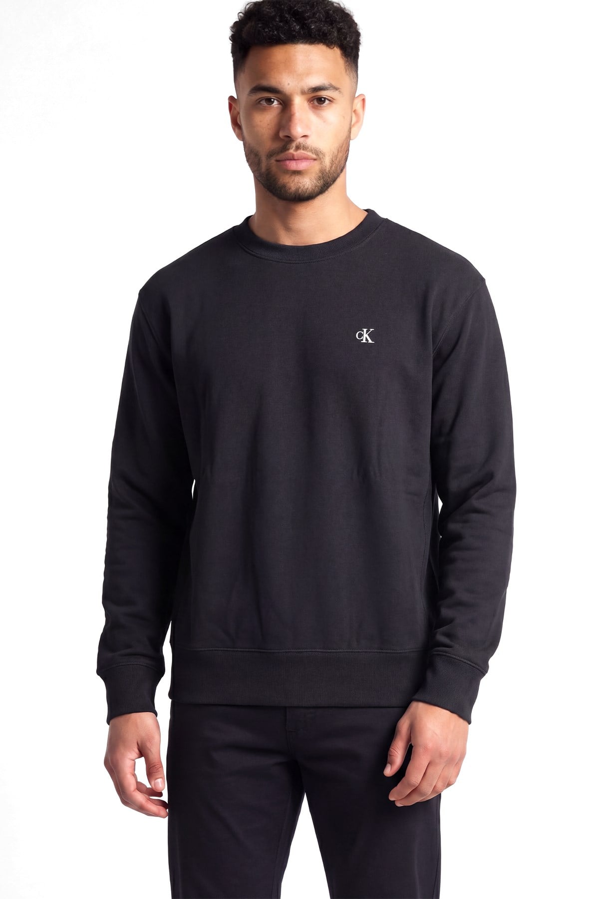 Calvin Klein Calvin Klein Erkek Normal Kalıp Pamuklu CK Logo İmzalı Uzun Kollu Siyah Sweatshirt LV04RG257G-UB1