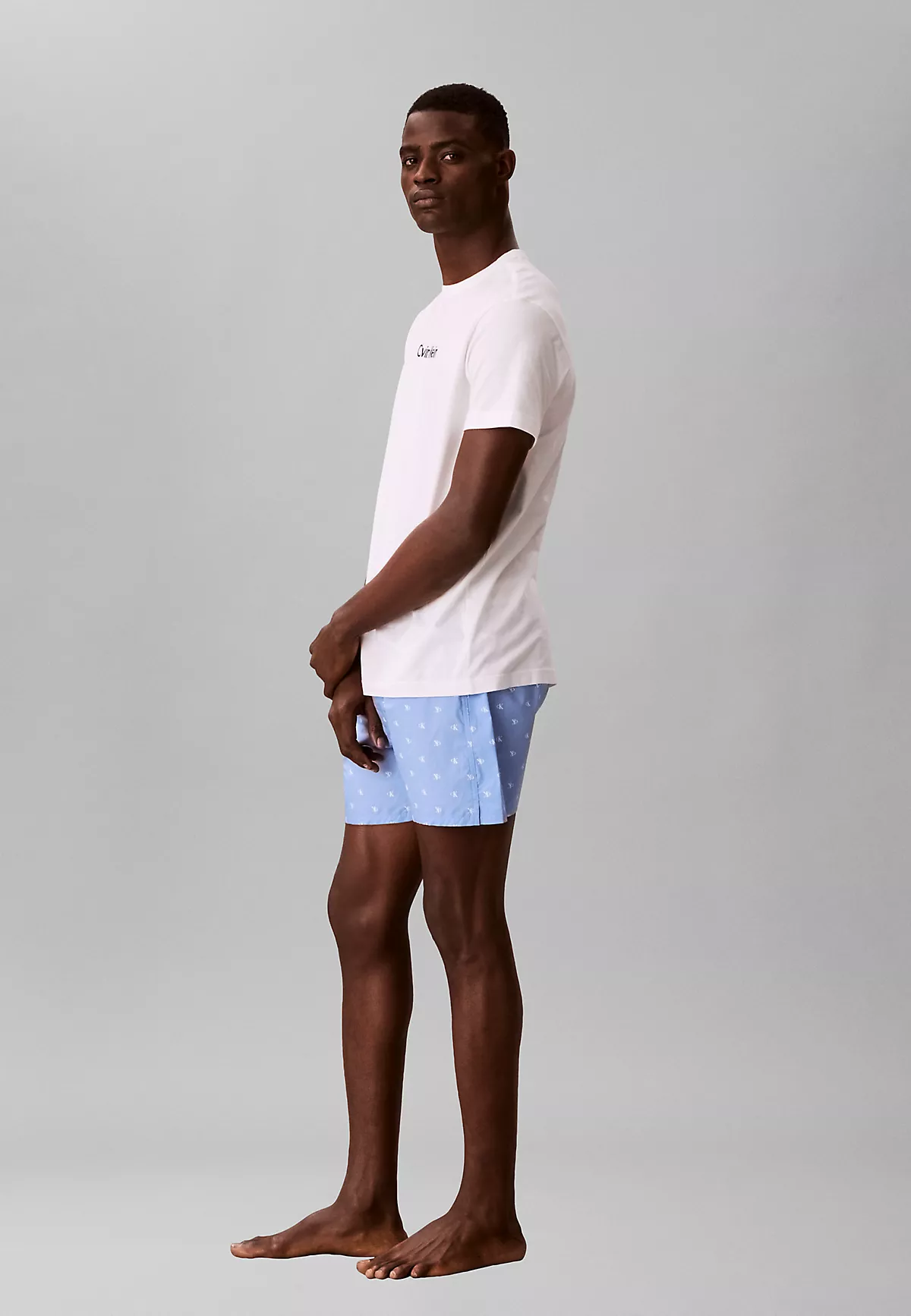 Calvin Klein Calvin Klein Erkek Normal Kalıp Yuvarlak Yakalı Elastik Bel Bantlı Pamuklu Mavi Pijama Takımı LV00NM2906-3LA