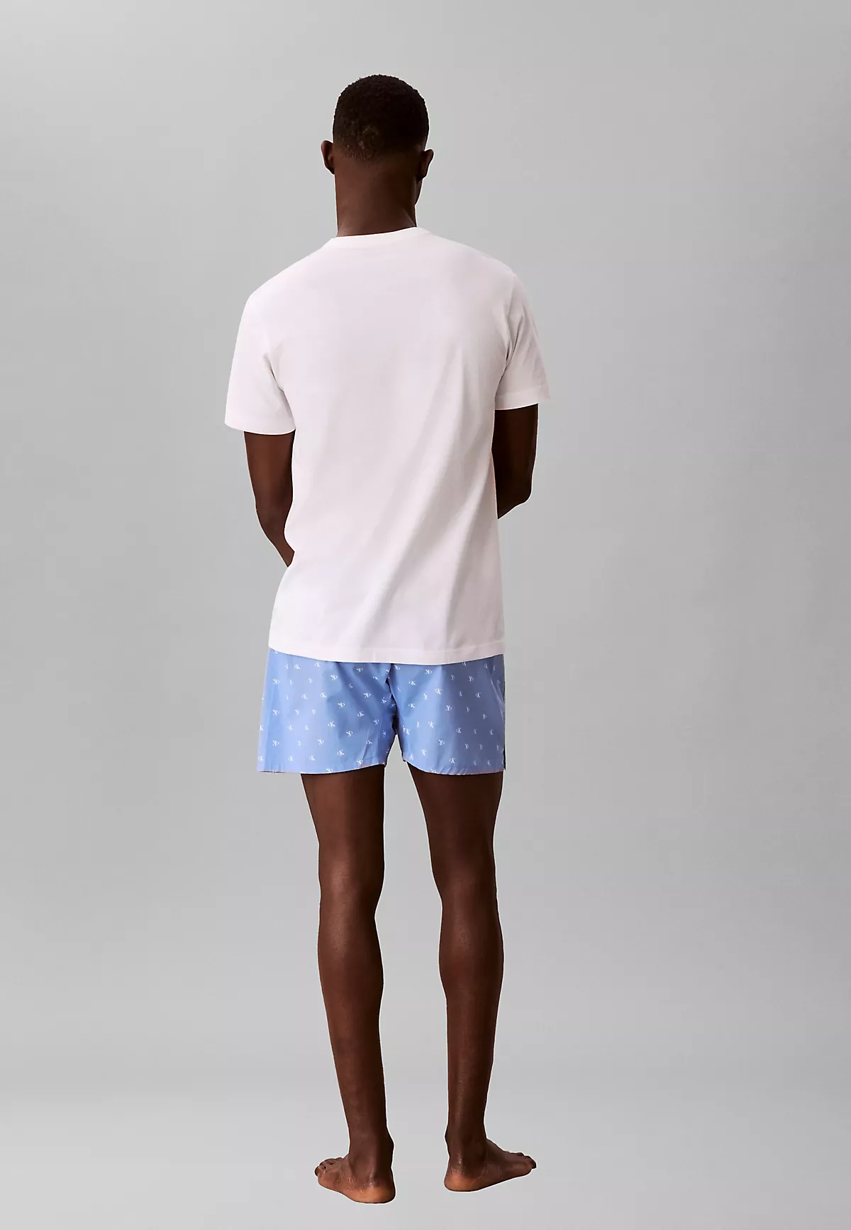 Calvin Klein Calvin Klein Erkek Normal Kalıp Yuvarlak Yakalı Elastik Bel Bantlı Pamuklu Mavi Pijama Takımı LV00NM2906-3LA