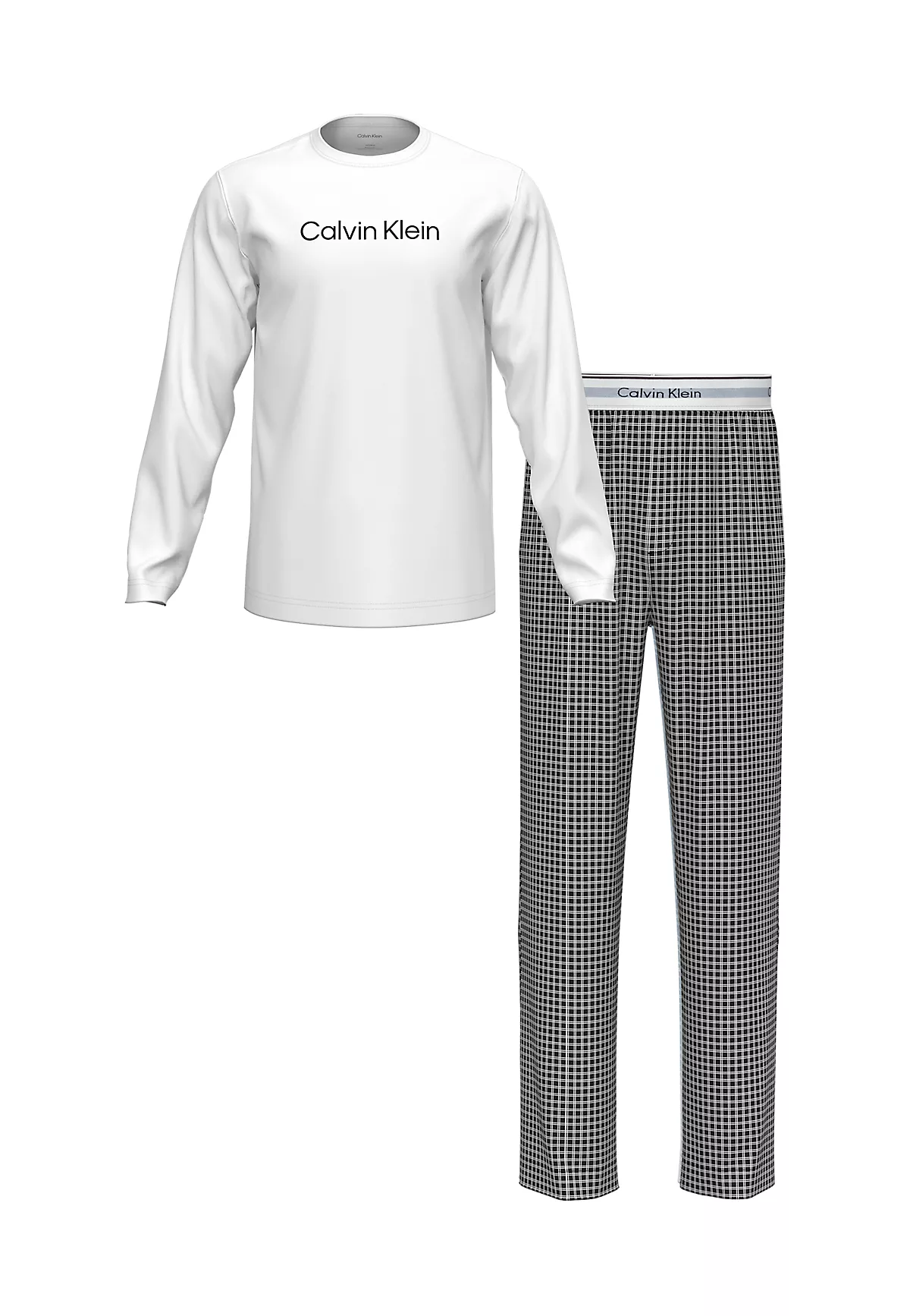 Calvin Klein Calvin Klein Erkek Normal Kesim Jakarlı Logo Detaylı Uzun Kollu %100 Pamuklu Siyah Pijama Takımı LV00NM2953-3R2