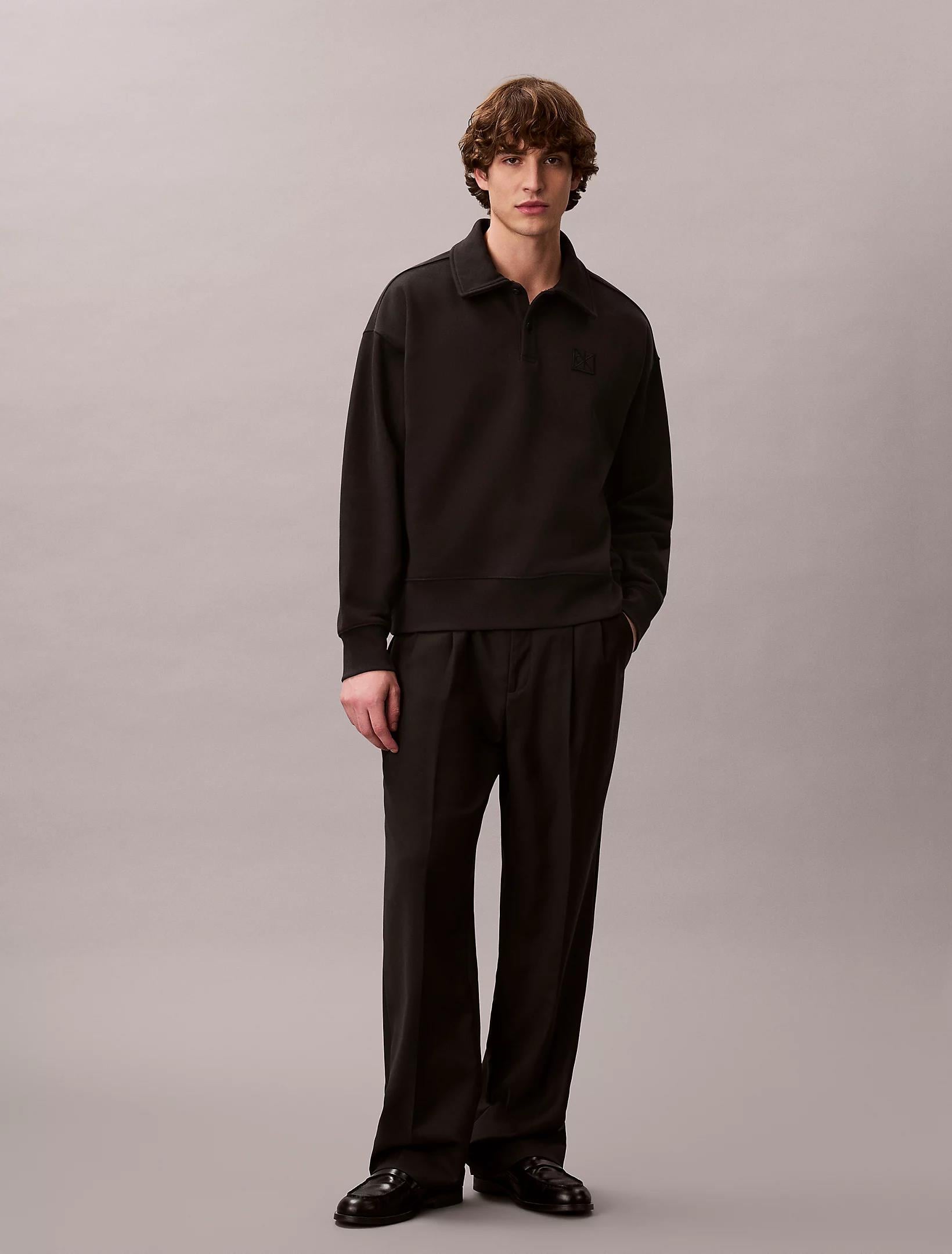 Calvin Klein Calvin Klein Erkek Pamuklu Bisiklet Yaka Uzun Kollu Siyah Sweatshirt LV14LE202G-UB1