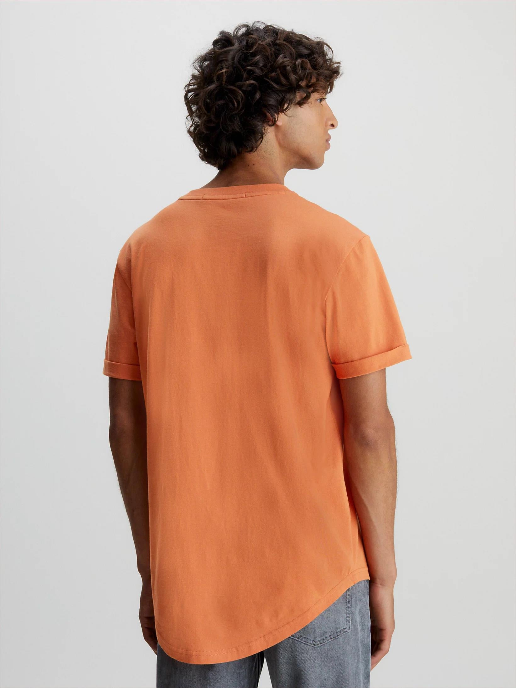 Calvin Klein Calvin Kleın Erkek Pamuklu Kısa Kollu Yuvarlak Yaka Turuncu T-Shirt J30J323482-SEC