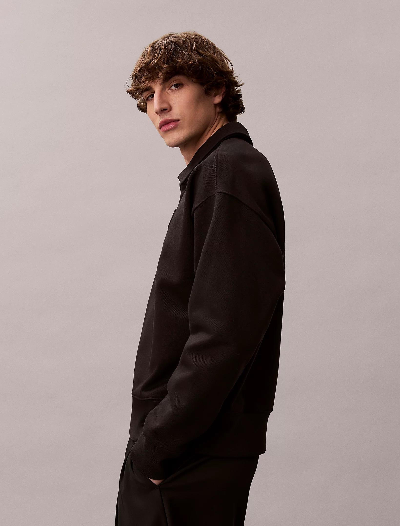 Calvin Klein Calvin Klein Erkek Pamuklu Bisiklet Yaka Uzun Kollu Siyah Sweatshirt LV14LE202G-UB1