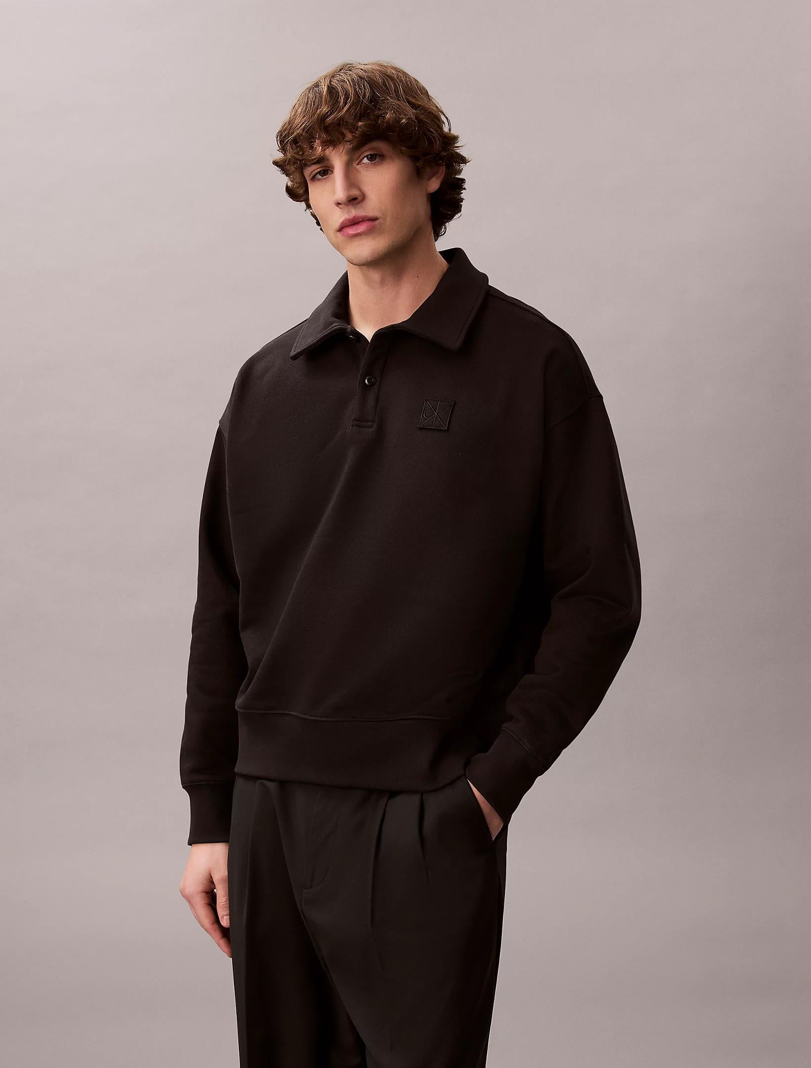 Calvin Klein Calvin Klein Erkek Pamuklu Bisiklet Yaka Uzun Kollu Siyah Sweatshirt LV14LE202G-UB1