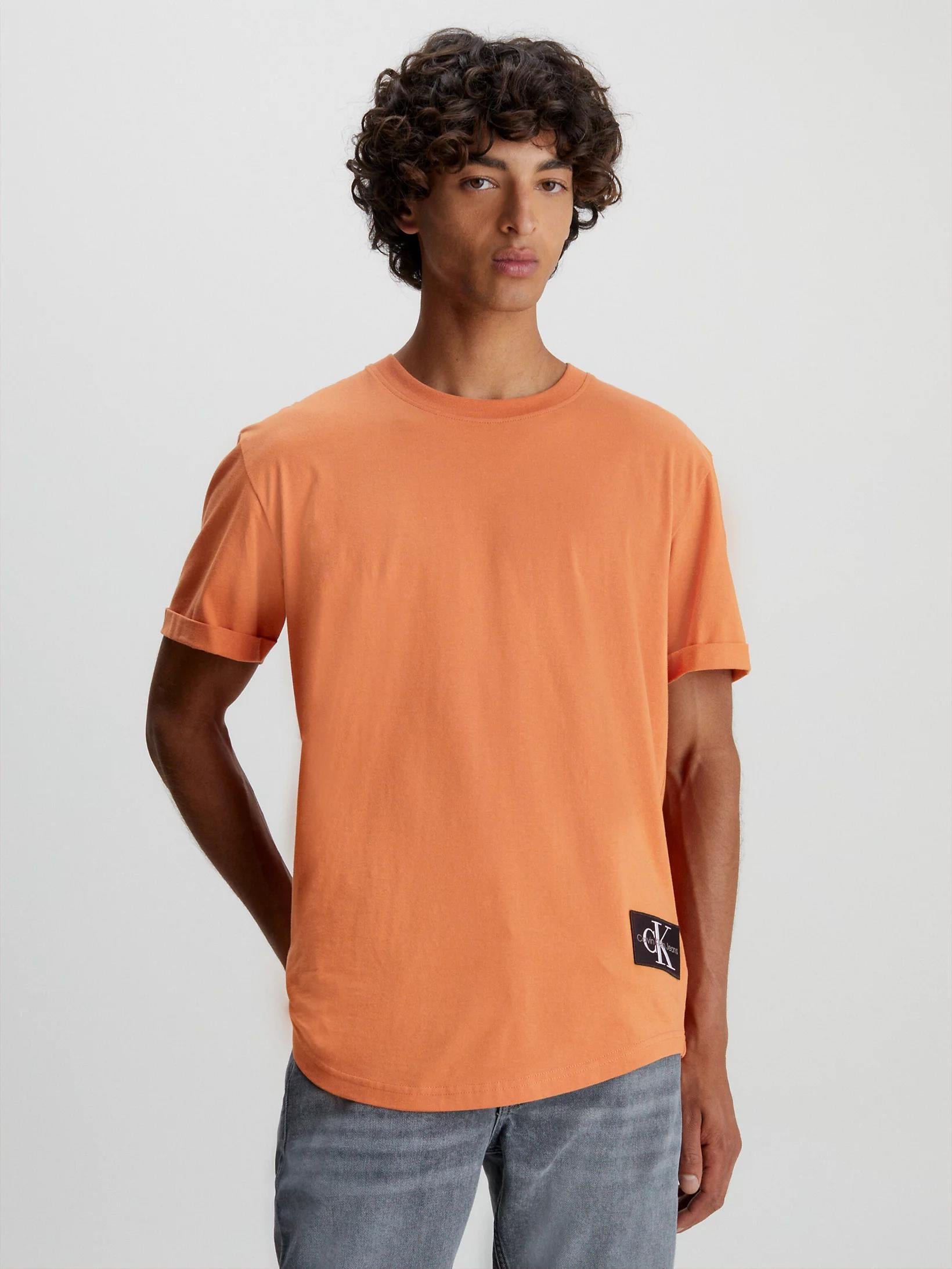 Calvin Klein Calvin Kleın Erkek Pamuklu Kısa Kollu Yuvarlak Yaka Turuncu T-Shirt J30J323482-SEC