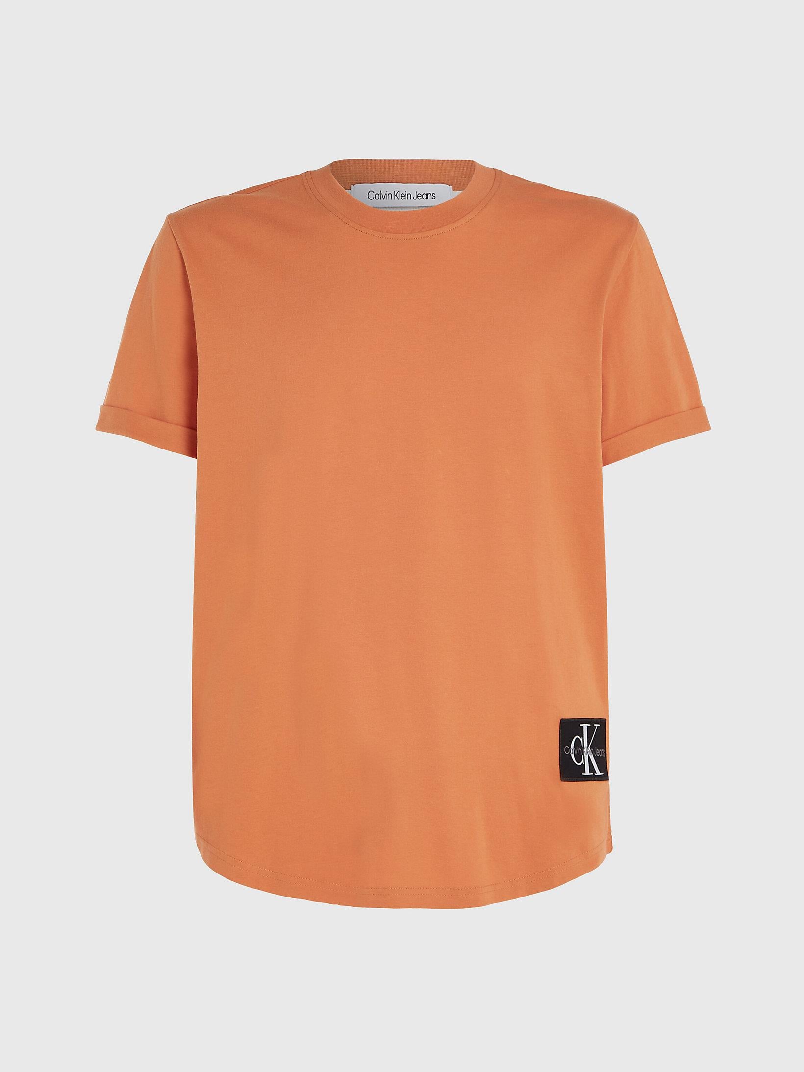 Calvin Klein Calvin Kleın Erkek Pamuklu Kısa Kollu Yuvarlak Yaka Turuncu T-Shirt J30J323482-SEC
