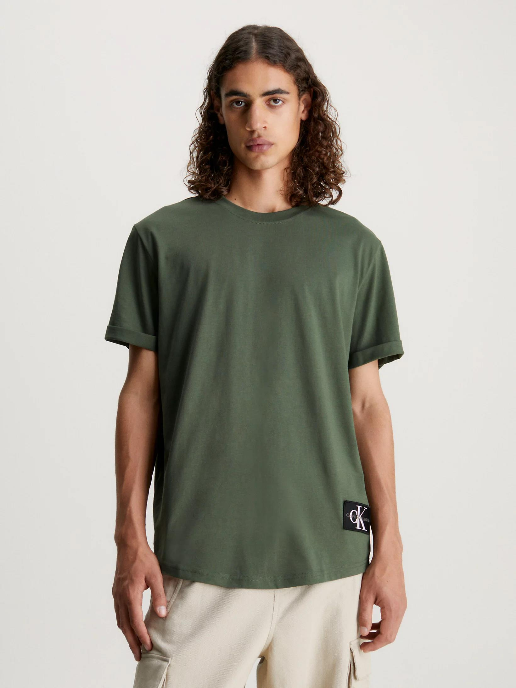 Calvin Klein Calvin Kleın Erkek Pamuklu Kısa Kollu Yuvarlak Yaka Yeşil T-Shirt J30J323482-LLP