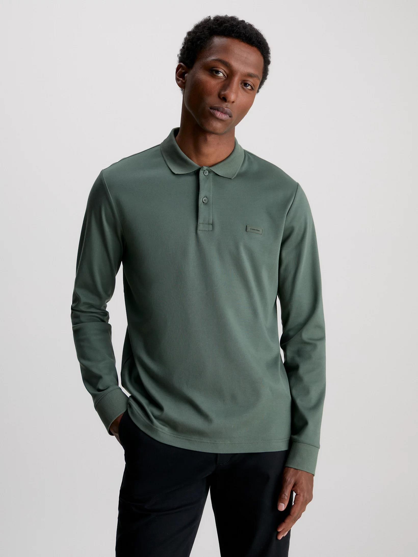 Calvin Klein Calvin Kleın Erkek Polo Yaka Uzun Kollu Pamuklu Rahat Kesim Yeşil Polo Yaka T-Shirt K10K111868-LLP