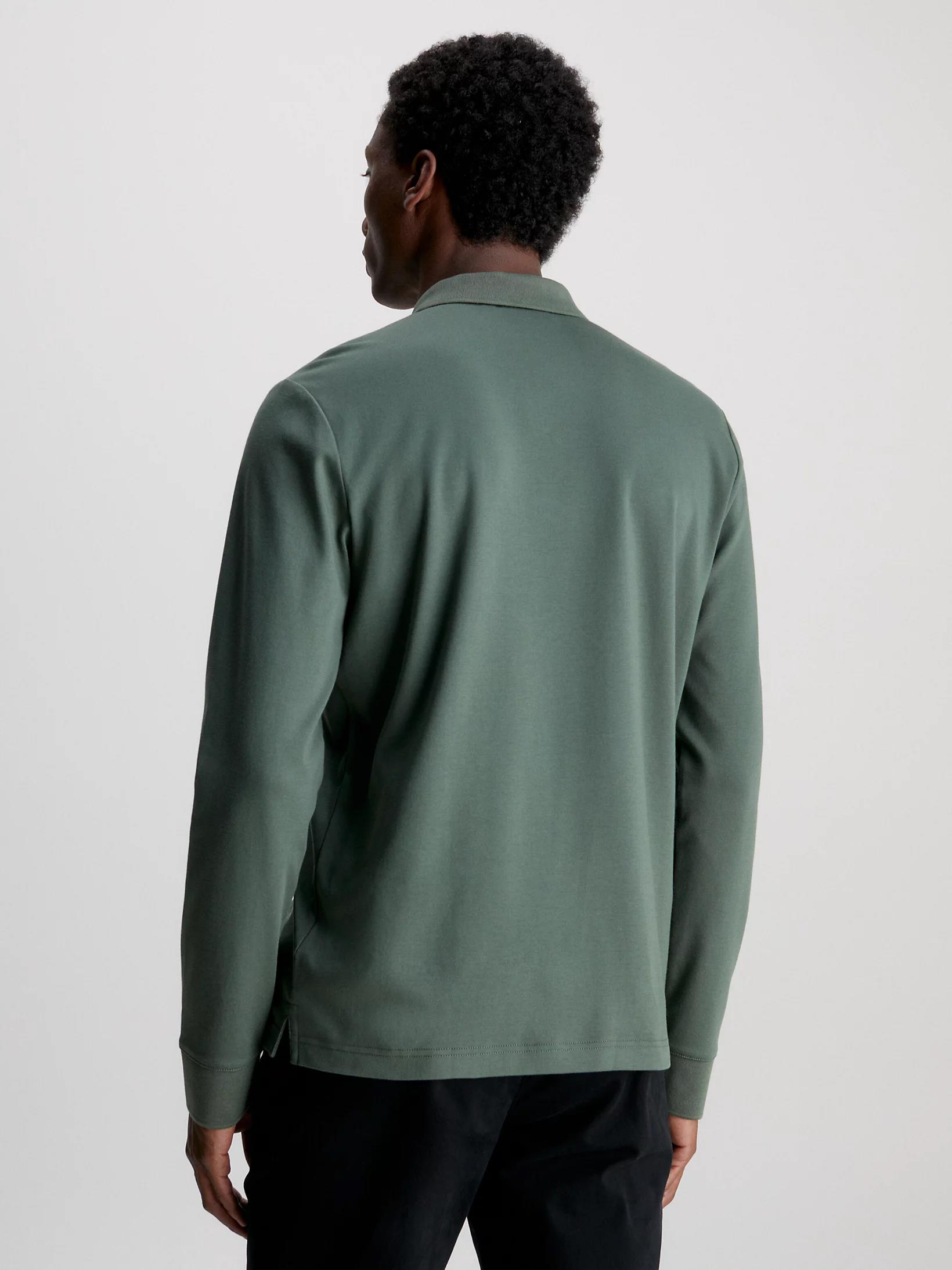 Calvin Klein Calvin Kleın Erkek Polo Yaka Uzun Kollu Pamuklu Rahat Kesim Yeşil Polo Yaka T-Shirt K10K111868-LLP