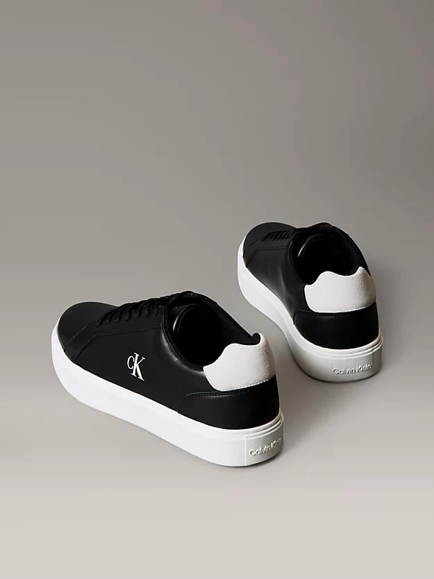 Calvin Klein Calvin Klein Erkek Rahat Taban Bağcıklı Deri Düz Taban Siyah Sneaker YM0YM01435-0GM