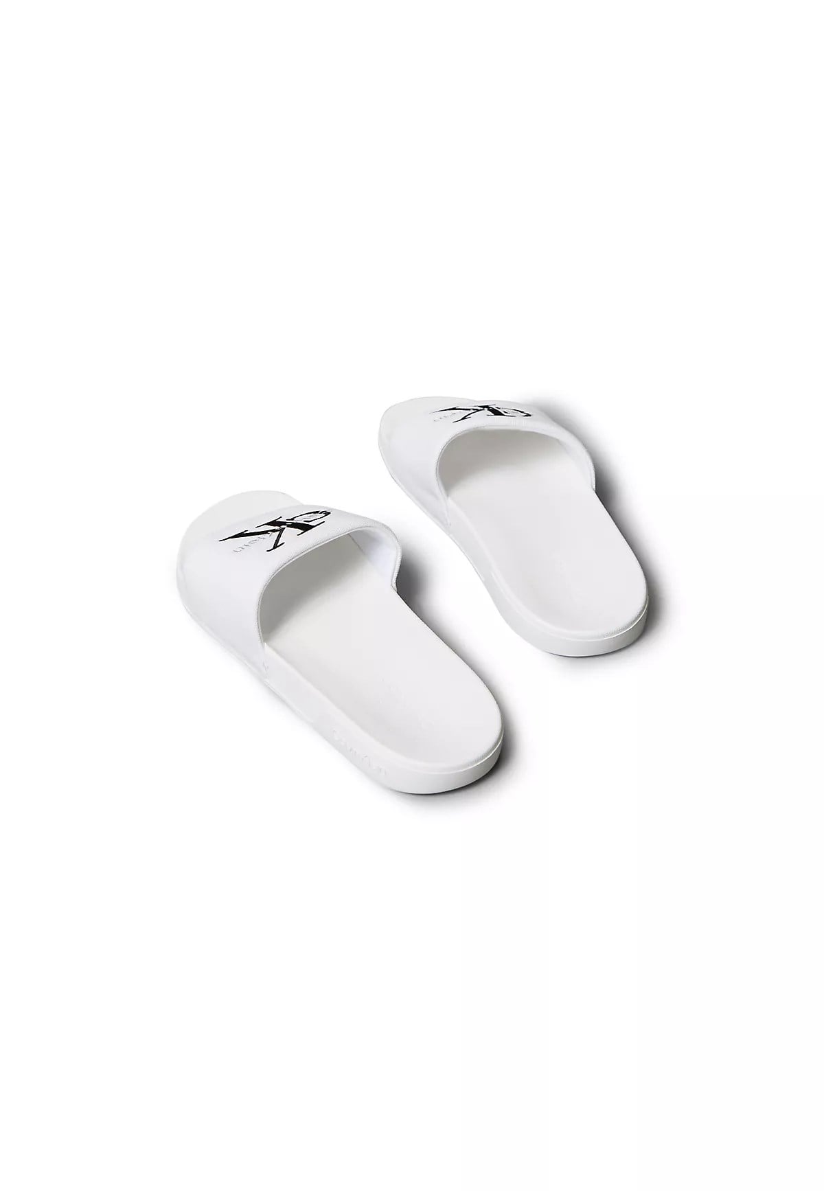Calvin Klein Calvin Klein Erkek Rahat Taban Deri CK Desen Günlük Kullanım Beyaz Terlik YM0YM01393-0K4