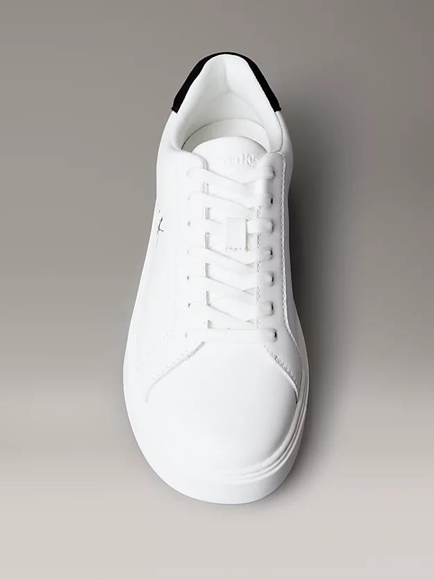 Calvin Klein Calvin Klein Erkek Rahat Taban Bağcıklı Deri Düz Taban Beyaz Sneaker YM0YM01435-01W