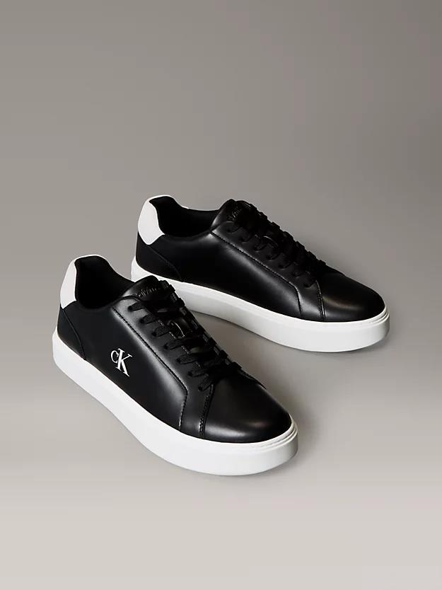 Calvin Klein Calvin Klein Erkek Rahat Taban Bağcıklı Deri Düz Taban Siyah Sneaker YM0YM01435-0GM