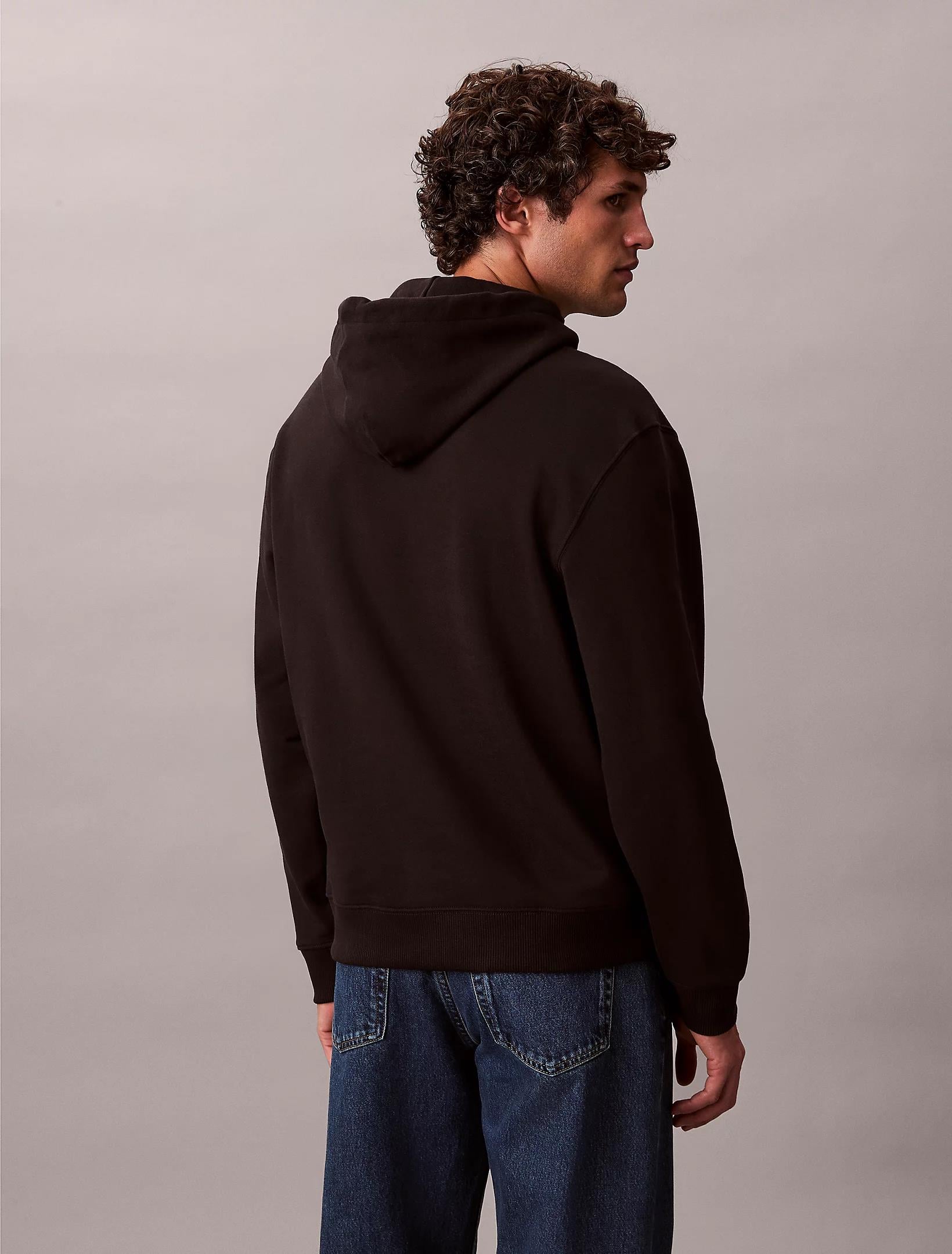 Calvin Klein Calvin Klein Erkek Rahat Kalıp CK Logo Baskılı Kapüşonlu Uzun Kollu Siyah Sweatshirt LV04RD243G-UB1