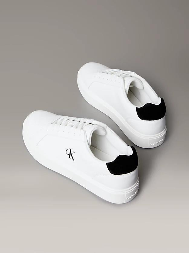 Calvin Klein Calvin Klein Erkek Rahat Taban Bağcıklı Deri Düz Taban Beyaz Sneaker YM0YM01435-01W