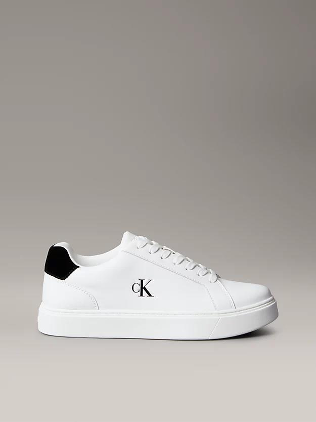 Calvin Klein Calvin Klein Erkek Rahat Taban Bağcıklı Deri Düz Taban Beyaz Sneaker YM0YM01435-01W