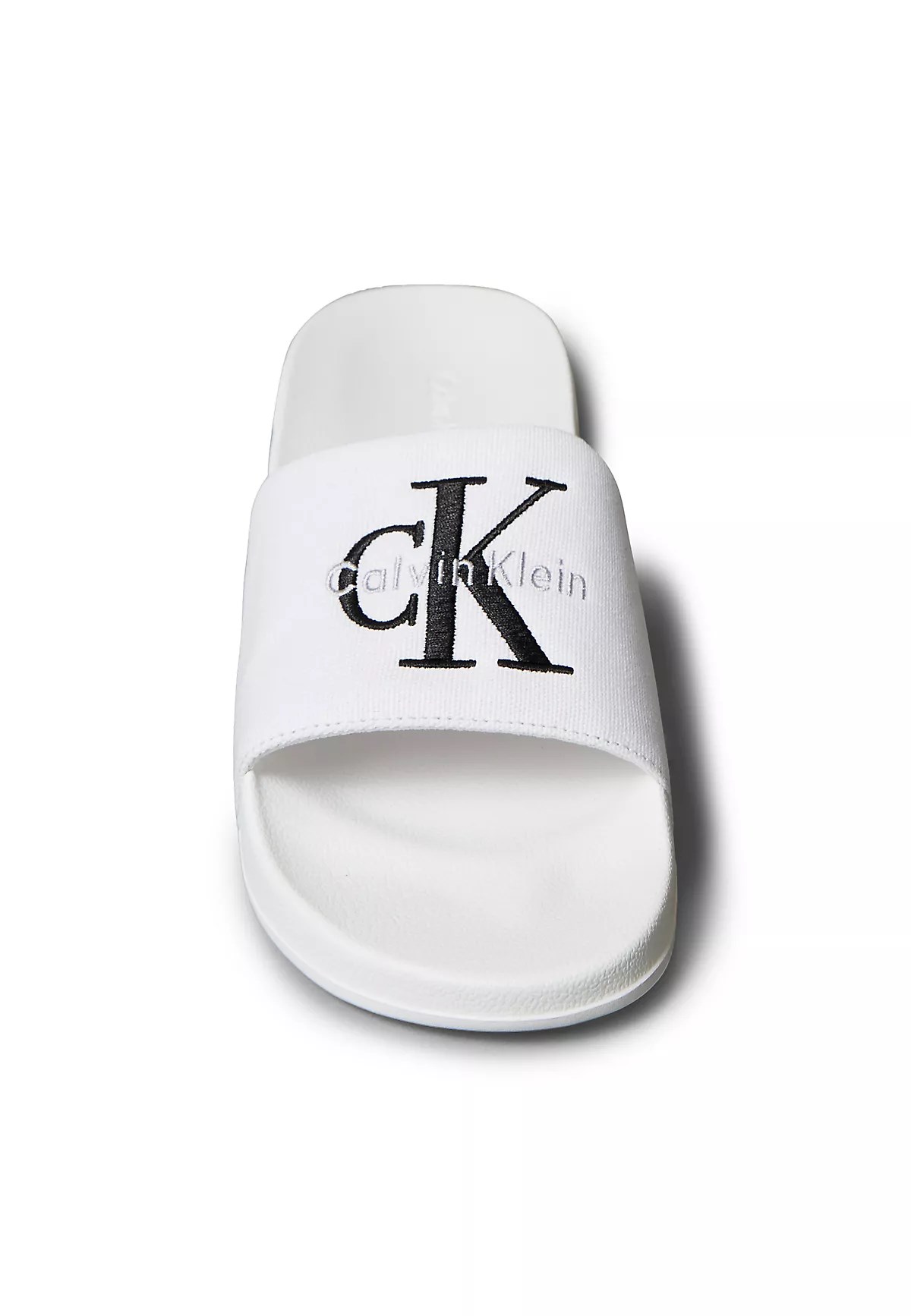 Calvin Klein Calvin Klein Erkek Rahat Taban Deri CK Desen Günlük Kullanım Beyaz Terlik YM0YM01393-0K4