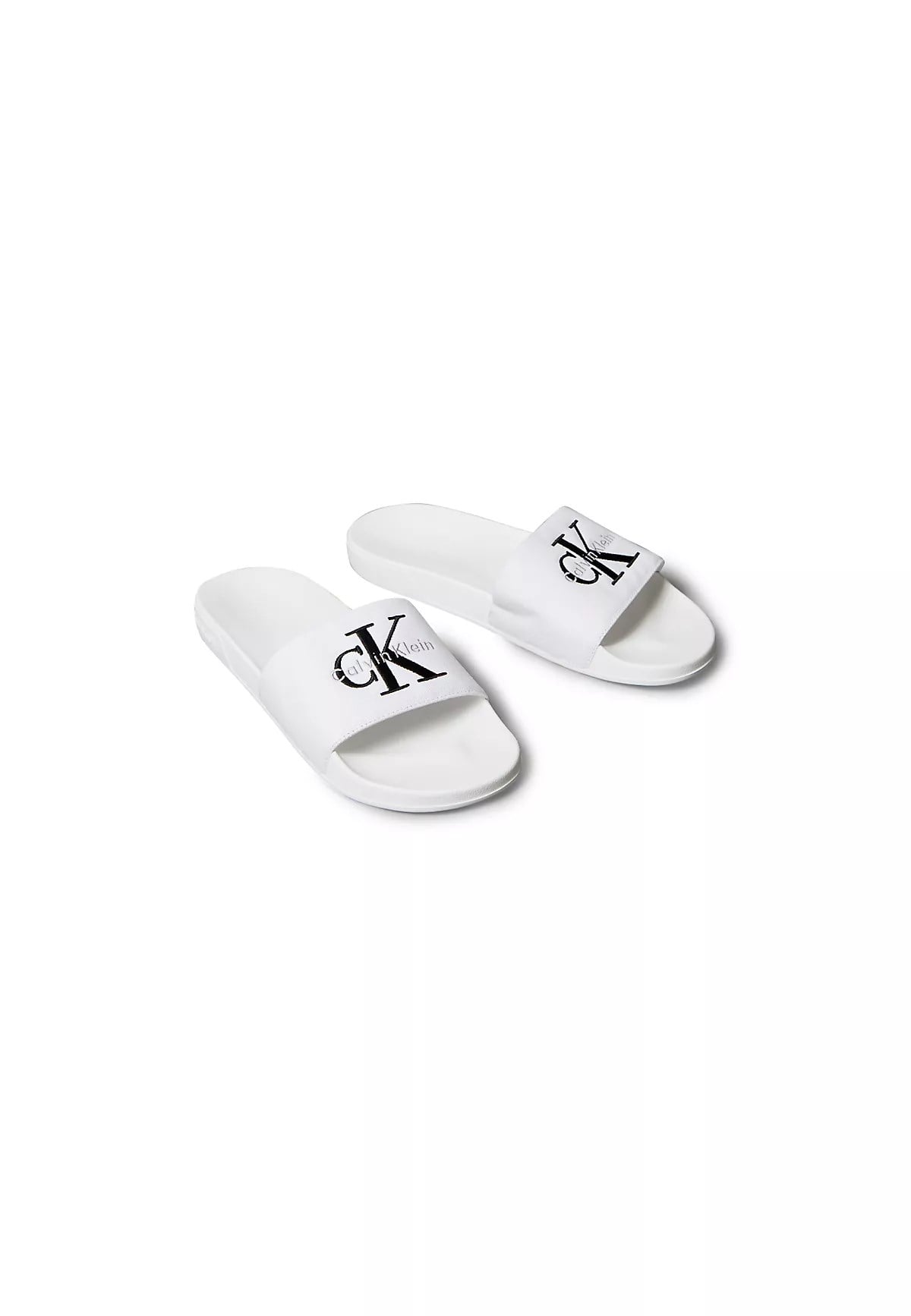 Calvin Klein Calvin Klein Erkek Rahat Taban Deri CK Desen Günlük Kullanım Beyaz Terlik YM0YM01393-0K4