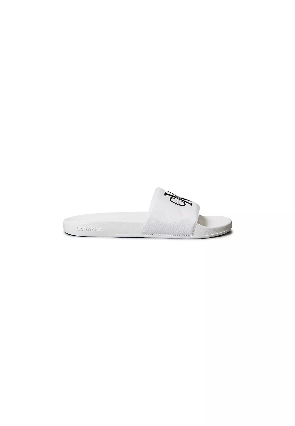 Calvin Klein Calvin Klein Erkek Rahat Taban Deri CK Desen Günlük Kullanım Beyaz Terlik YM0YM01393-0K4