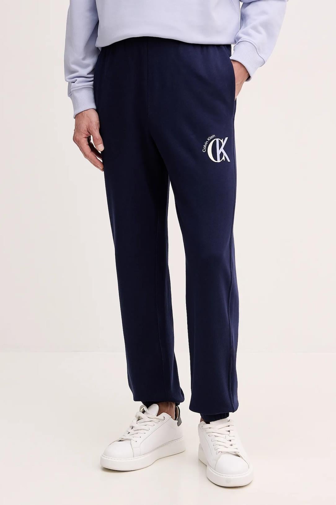 Calvin Klein Calvin Klein Erkek Regular Fit Beli ve Paçası Lastikli %100 Pamuklu Lacivert Eşofman Altı LV04RE256G-WFW
