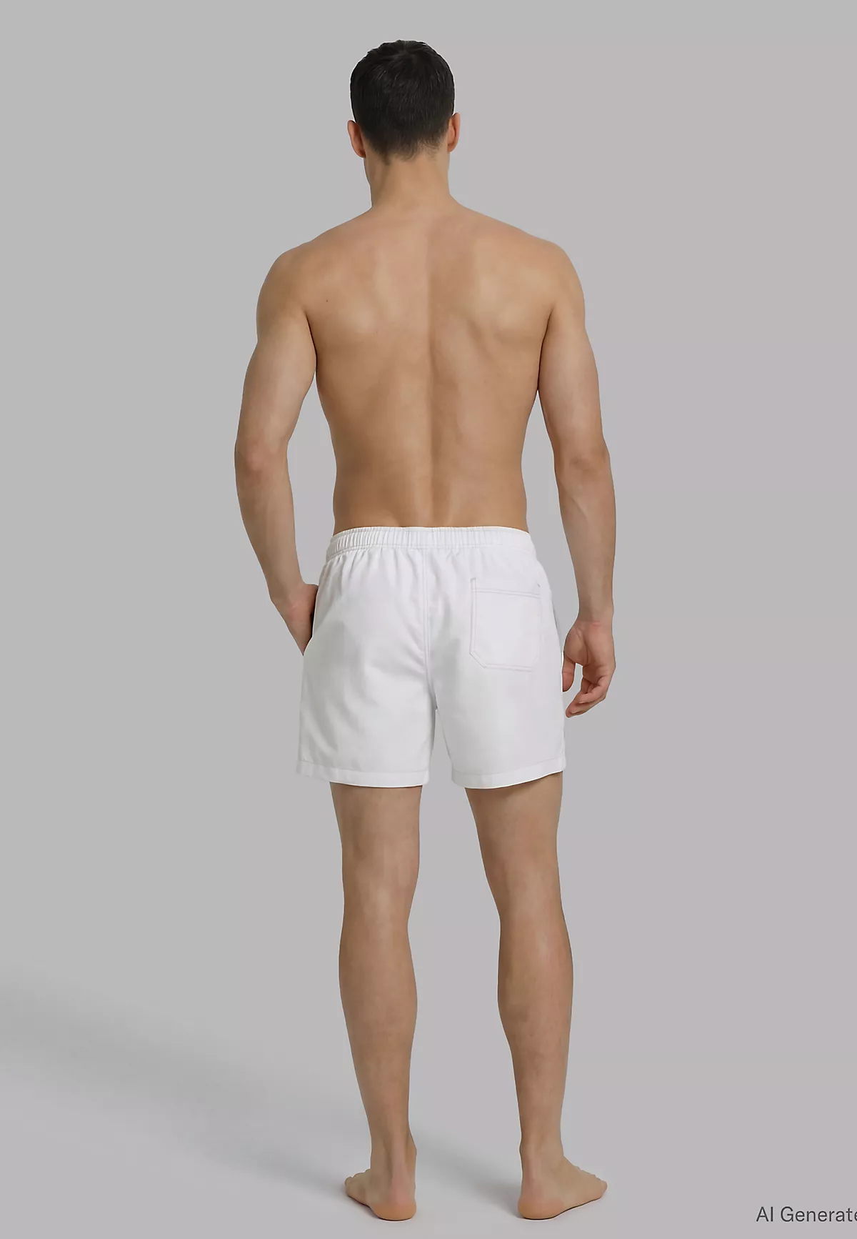 Calvin Klein Calvin Klein Erkek Regular Fit Yanları Logo Şeritli Beyaz Deniz Şortu LV00N61002-100