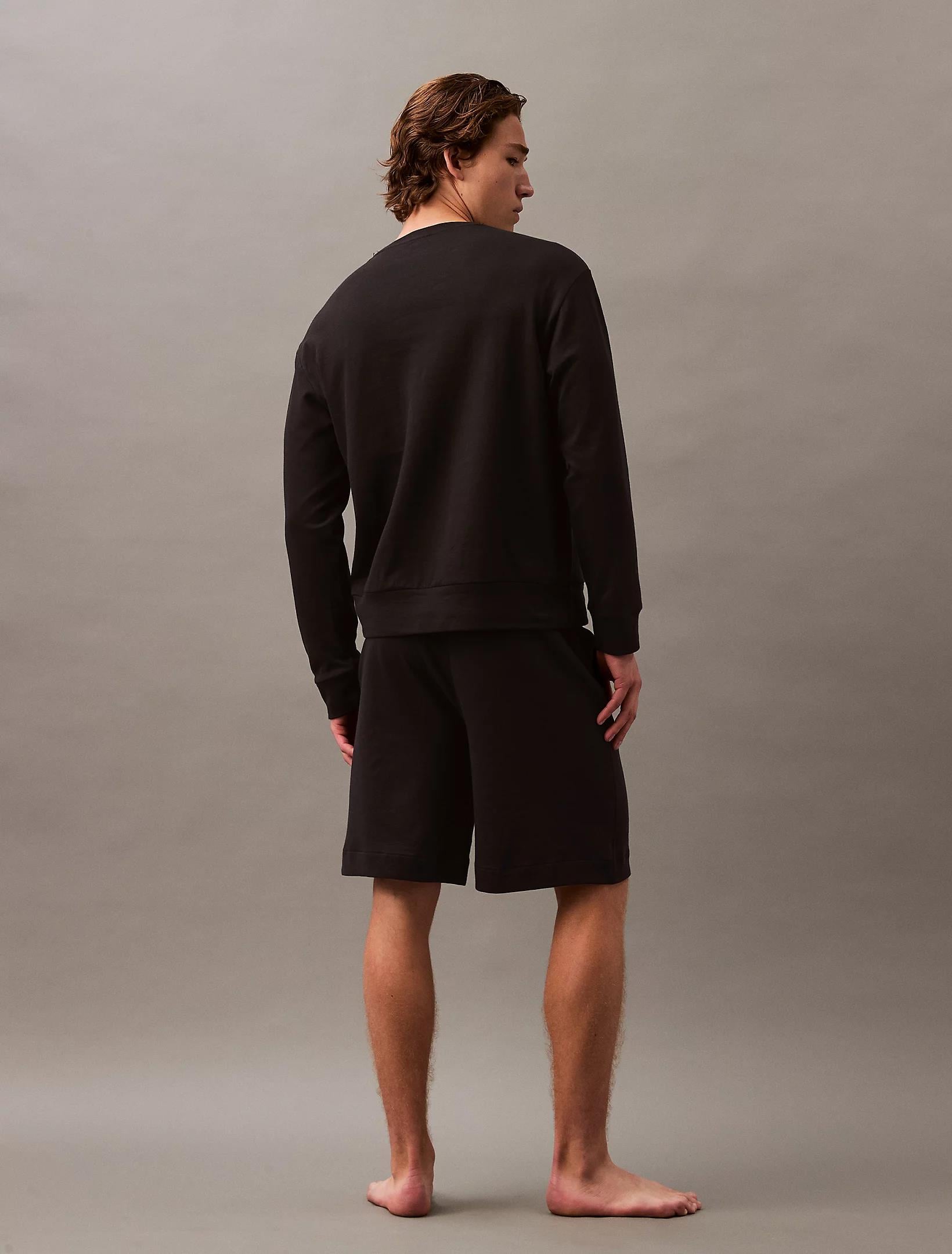 Calvin Klein Calvin Kleın Erkek Sıfır Yaka Baskılı Rahat Kesim Günlük Siyah Sweatshirt 000NM2708E-UB1