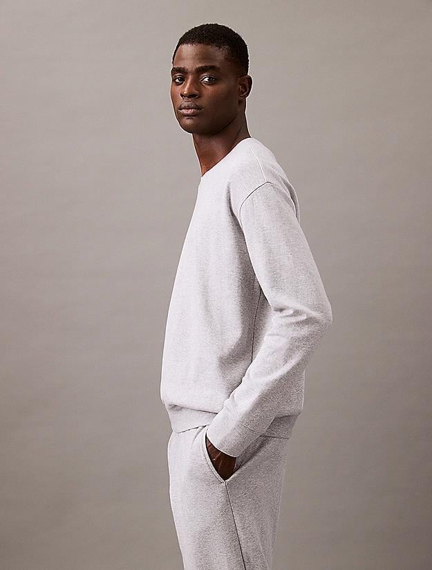 Calvin Klein Calvin Kleın Erkek Sıfır Yaka Baskılı Rahat Kesim Günlük Gri Sweatshirt 000NM2708E-QQC