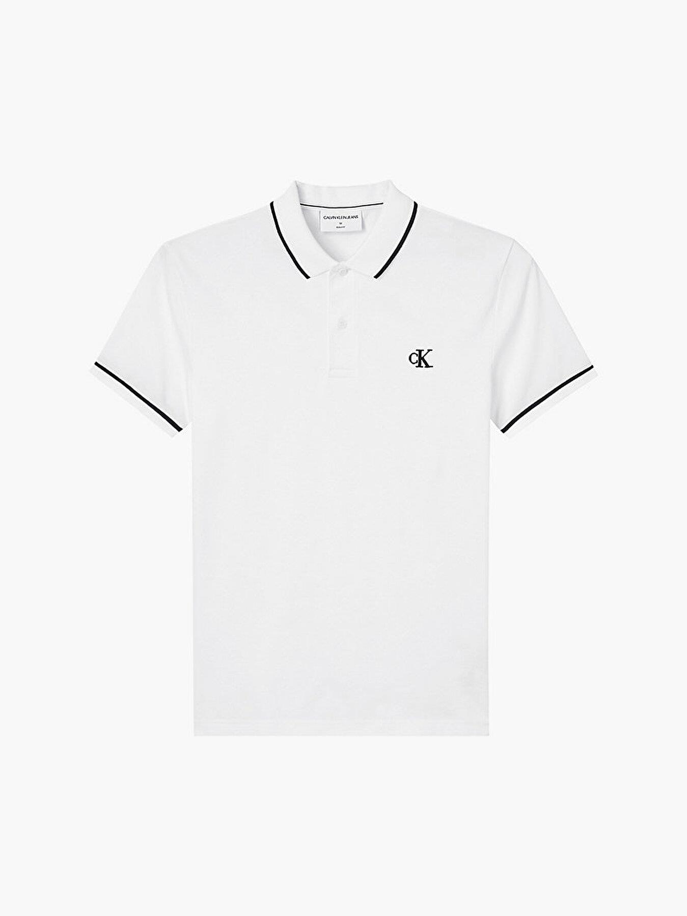 Calvin Klein Calvin Kleın Erkek Slim Fit Polo Yaka Kısa Kol Beyaz Polo Yaka T-Shirt J30J315603-YAF