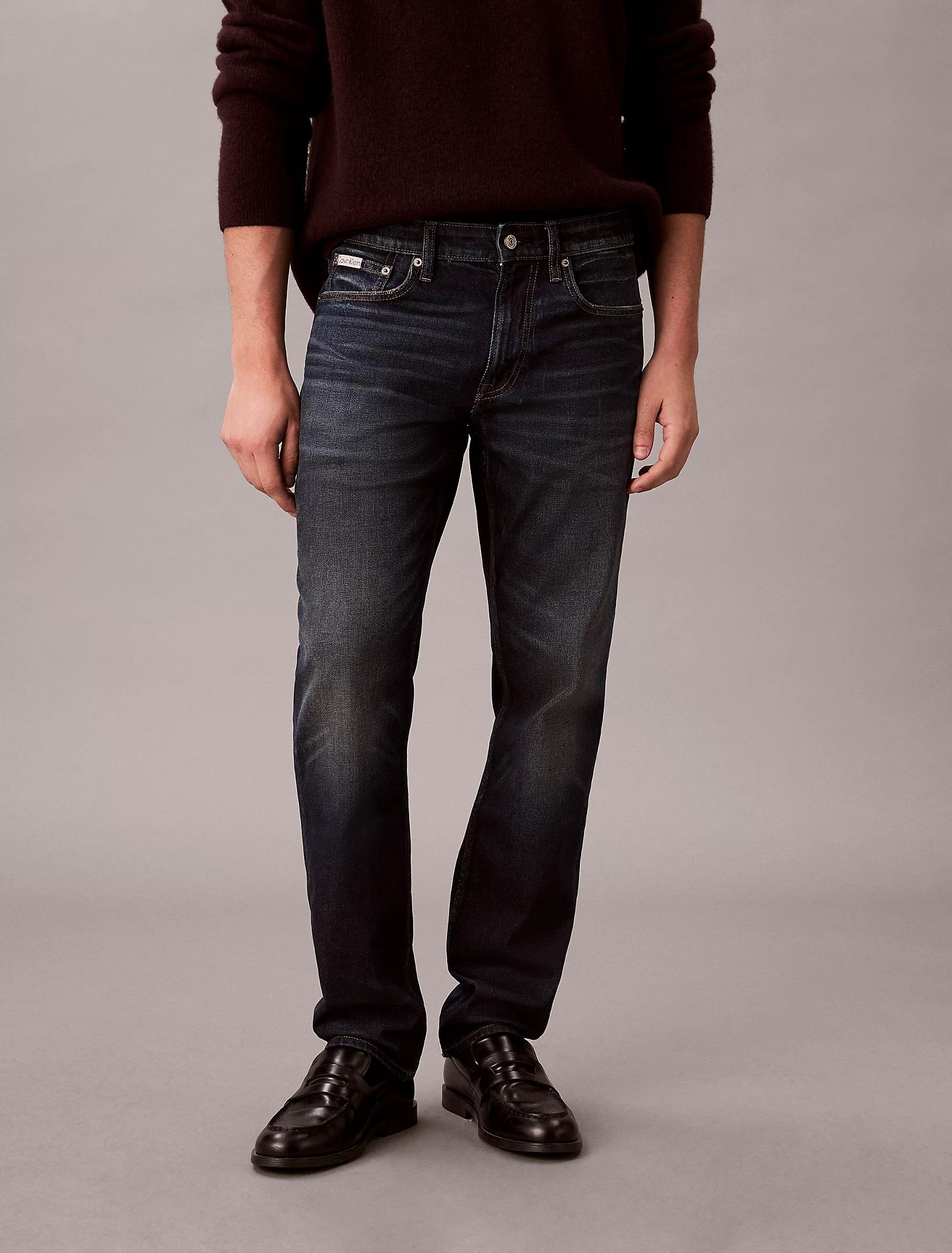 Calvin Klein Calvin Klein Erkek Slim Fit Eskitme Desenli Pamuklu Esnek Denim Lacivert Jeans LV04RE701G-2TH