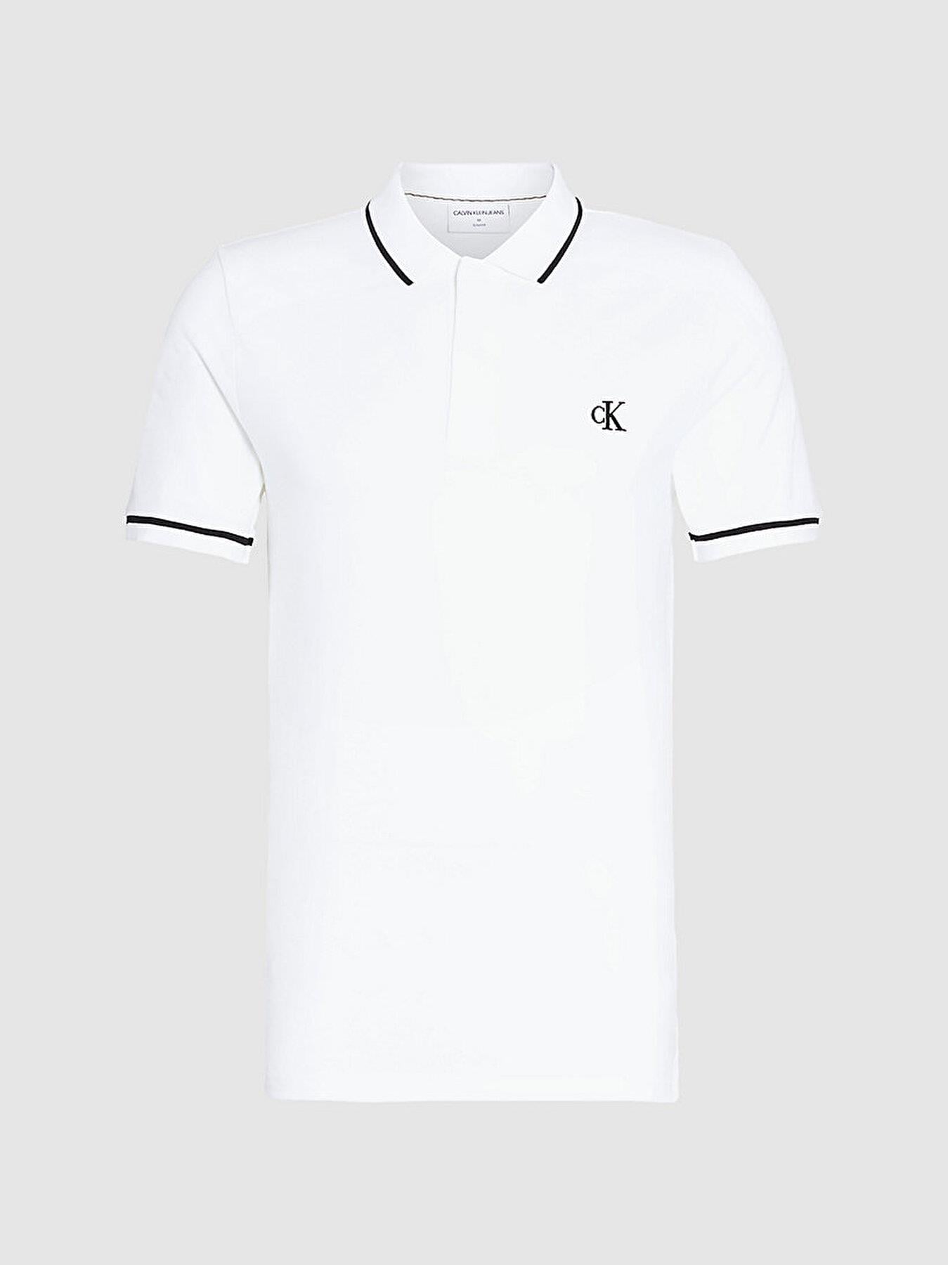 Calvin Klein Calvin Kleın Erkek Slim Fit Polo Yaka Kısa Kol Beyaz Polo Yaka T-Shirt J30J315603-YAF