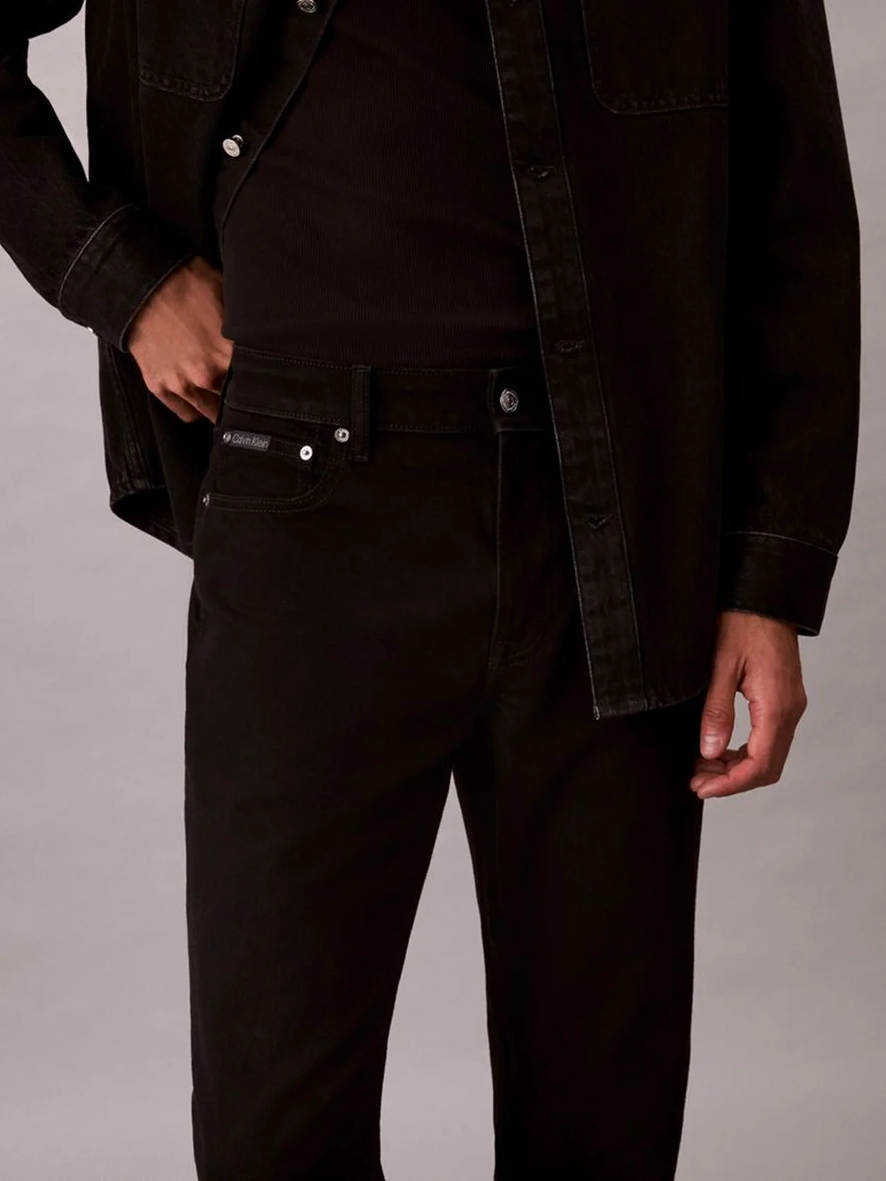 Calvin Klein Calvin Klein Erkek Straight Fit Düz Paça Pamuklu Denim Siyah Jeans LV04RF740G-JW4